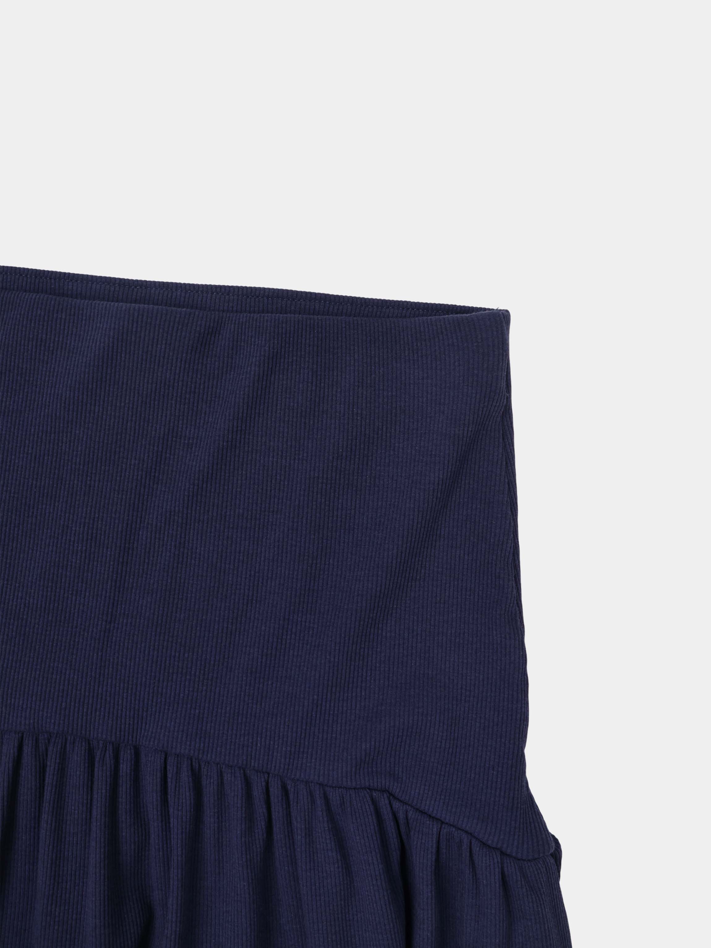 T-Shirt Ribbed Yoke Skirt-Navy