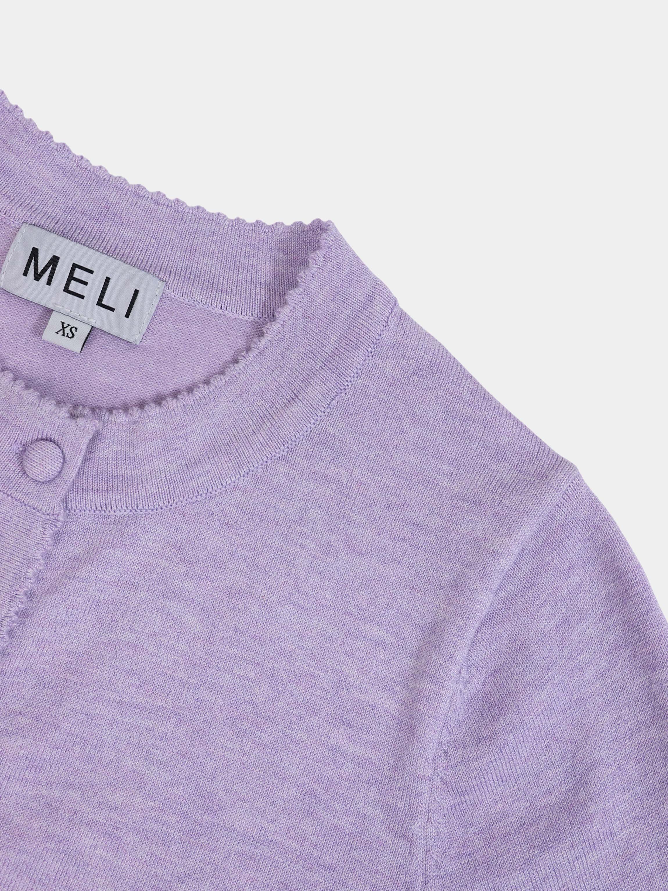 Trim Detail Crew Crop Cardigan-Heathered Lavander