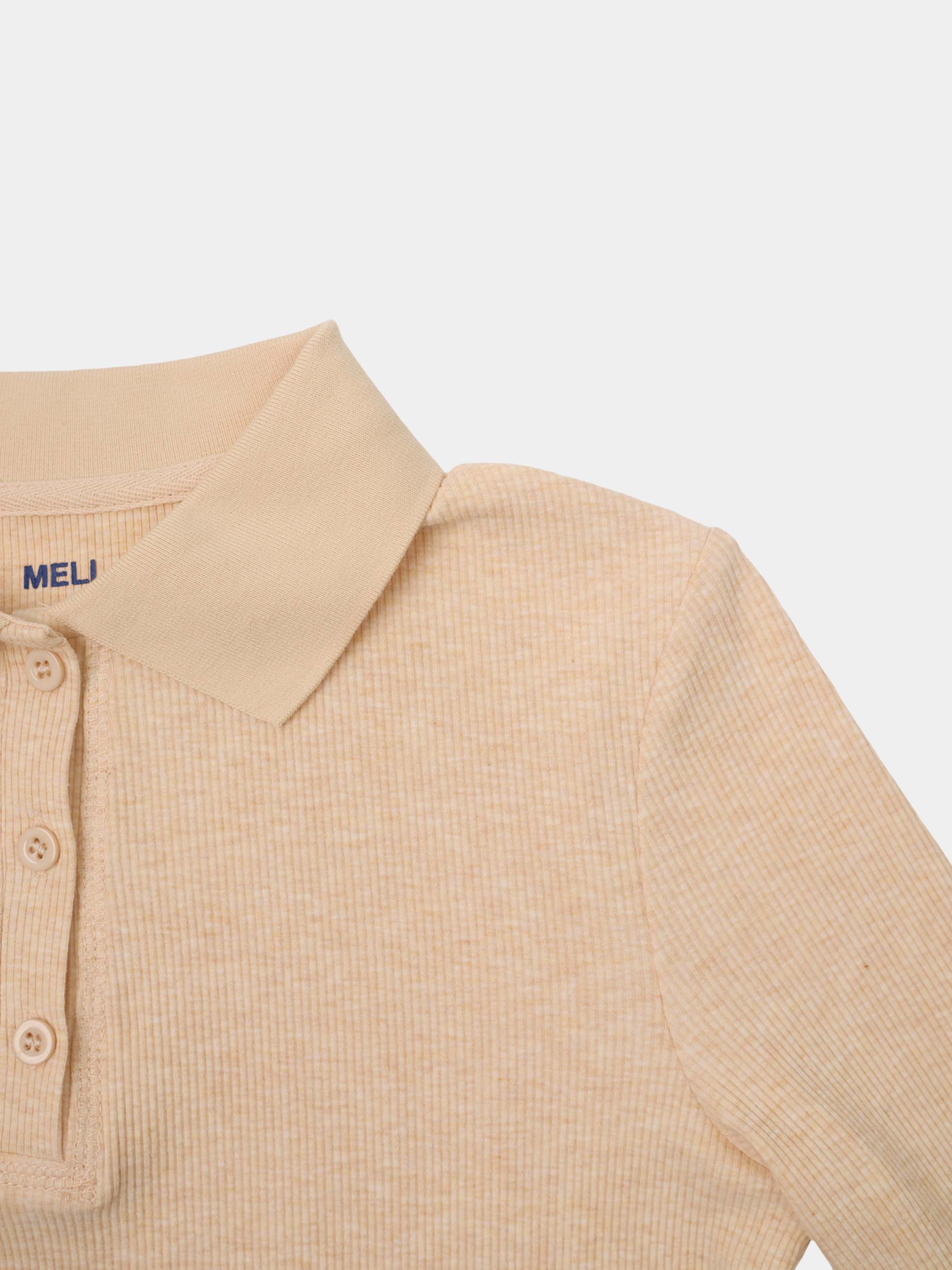 Heathered Collared Tee-Tan