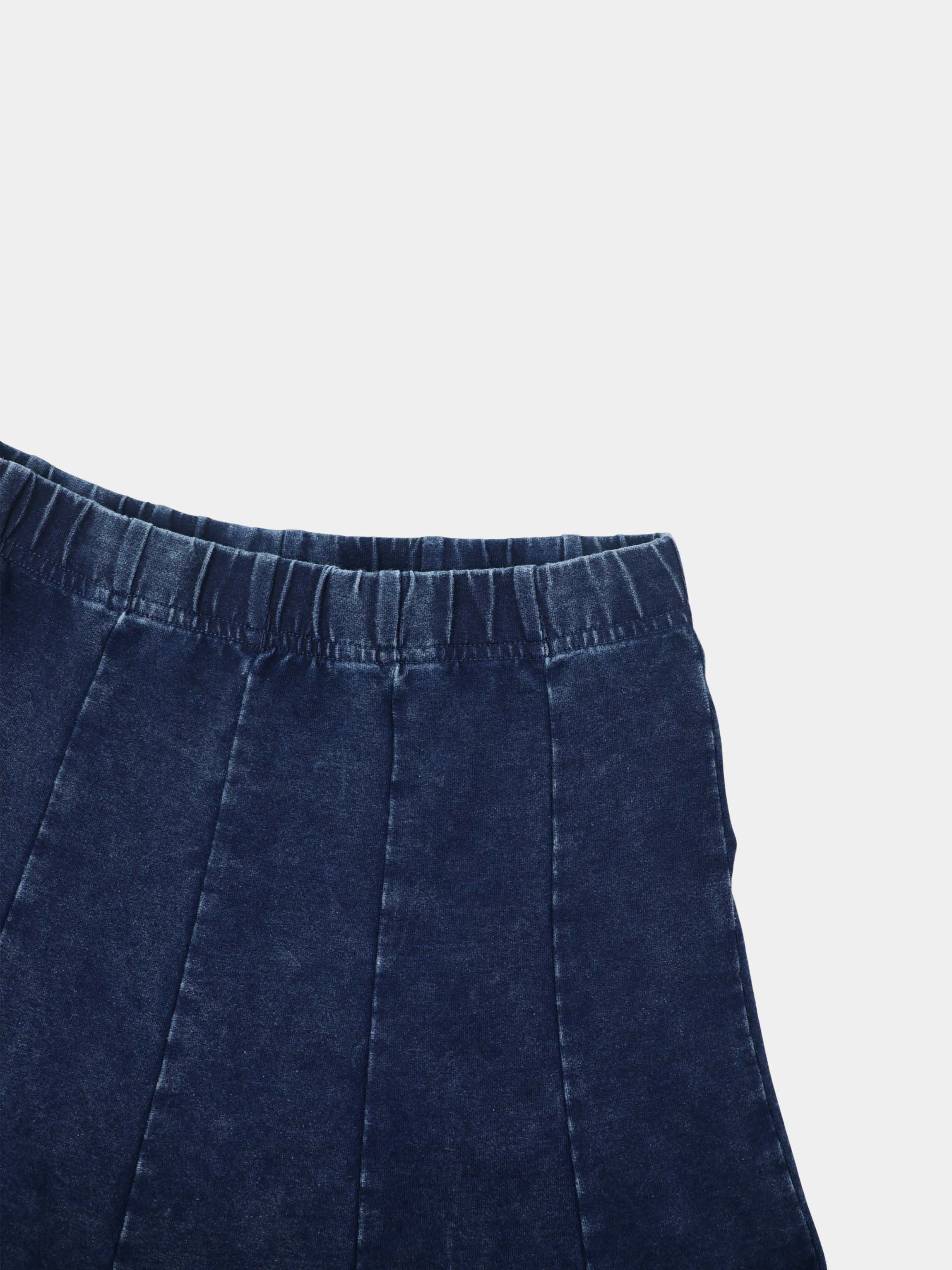 Paneled Flare Skirt 37"-Dark Blue Wash