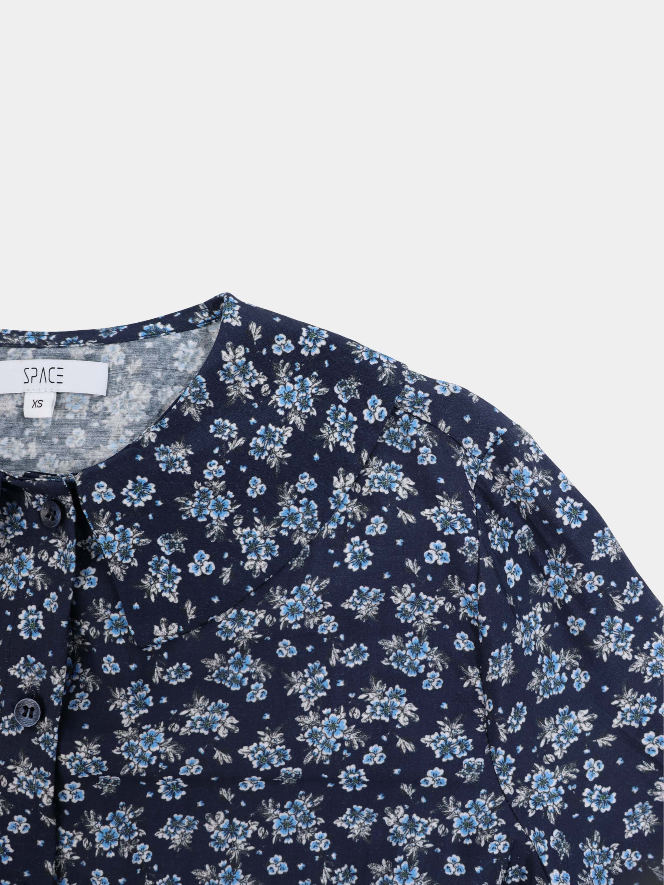 Peter Pan Collar Blouse-Blue Floral