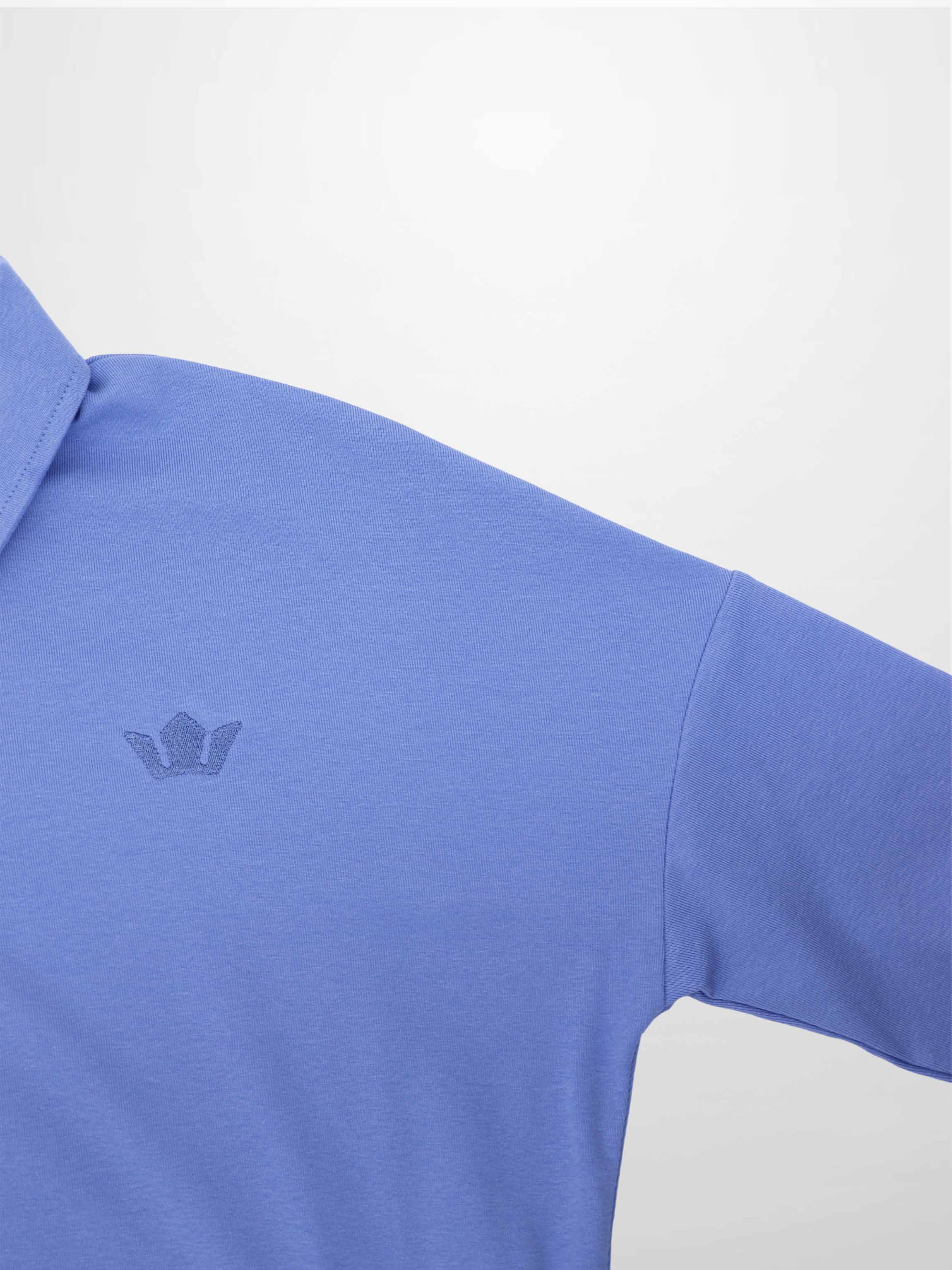 Collared Bomber Tee-Periwinkle