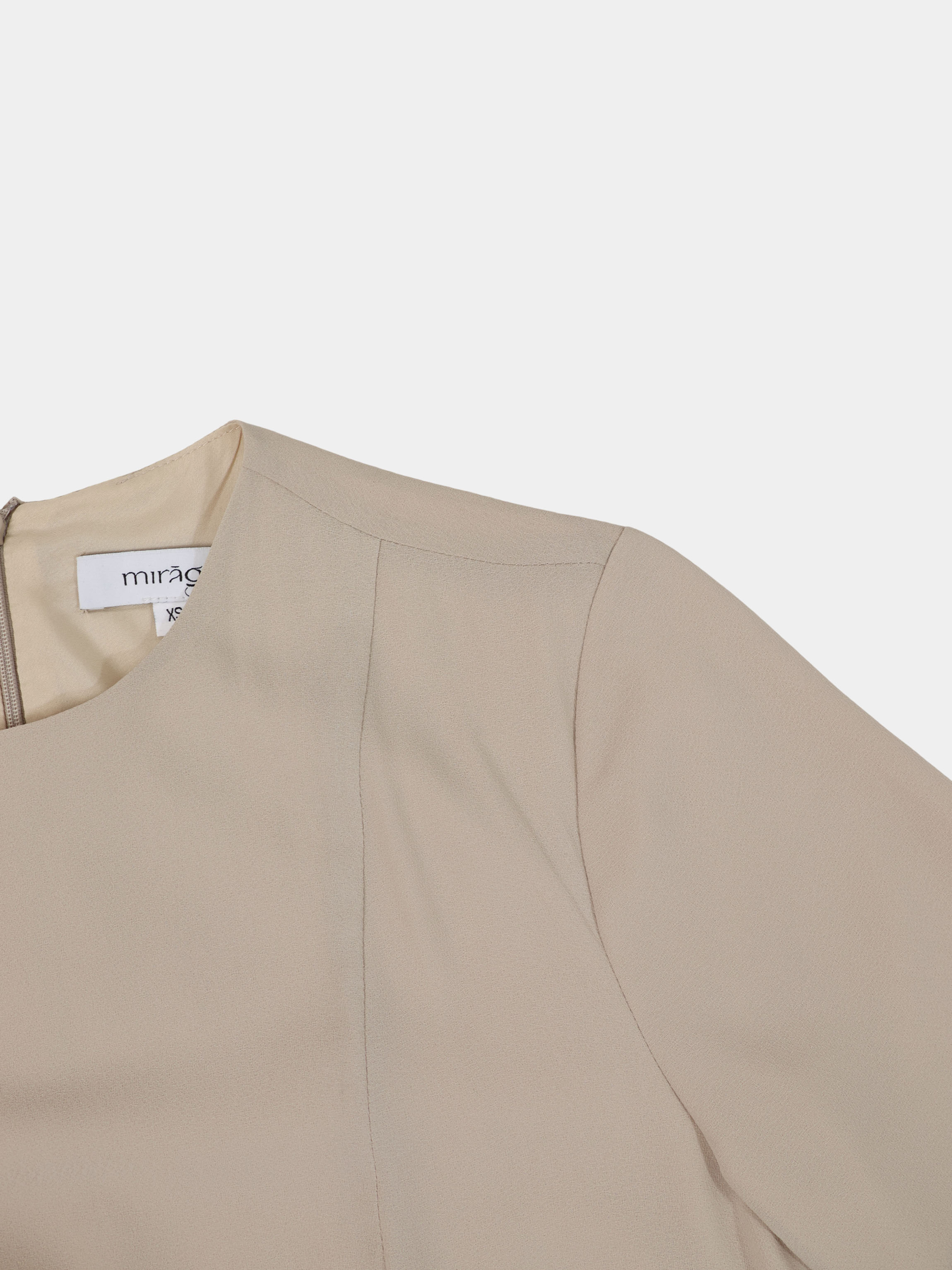 Lace Trim Crepe Dress-Sand