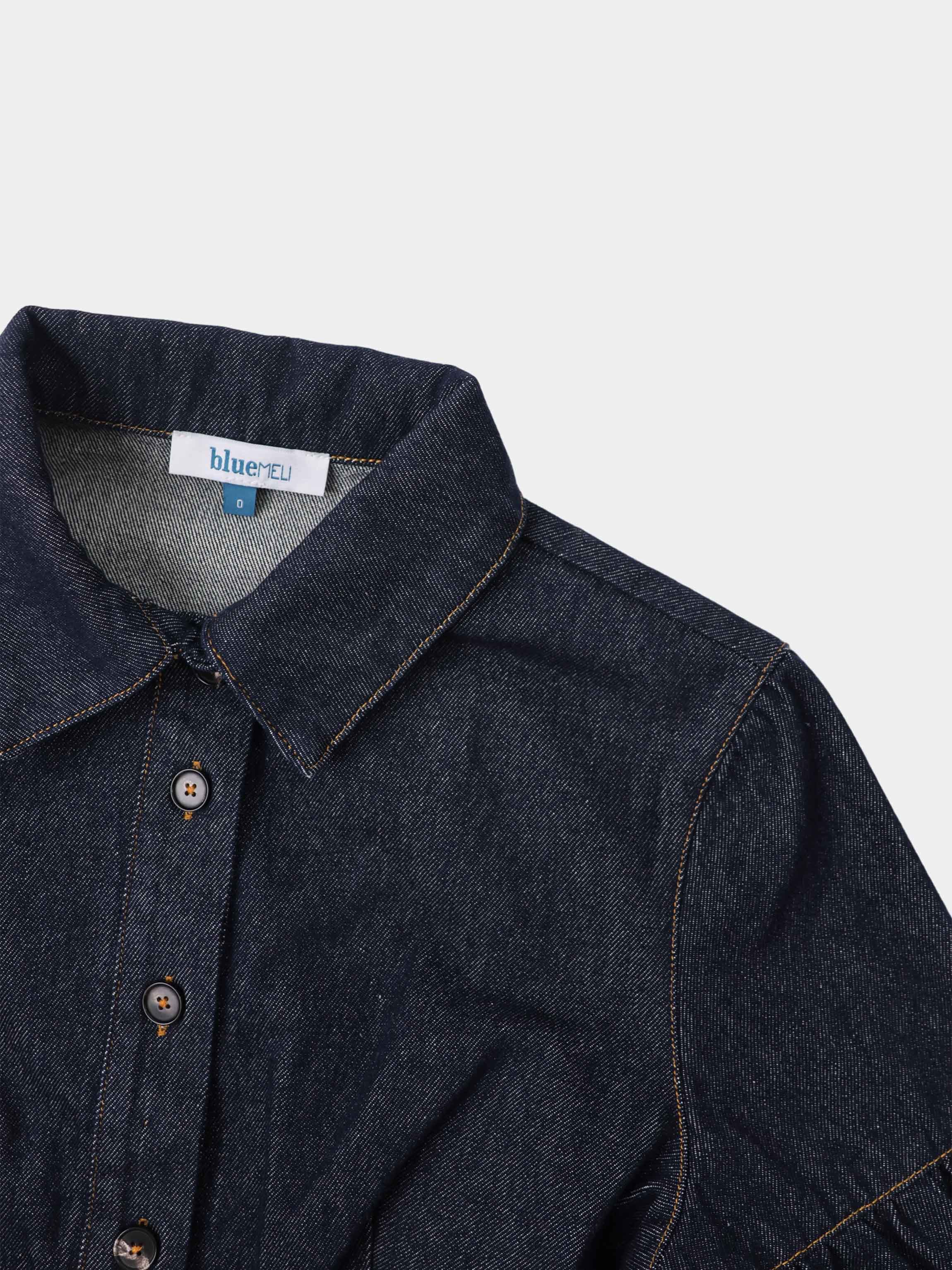 High Waisted Denim Dress - Dark Blue
