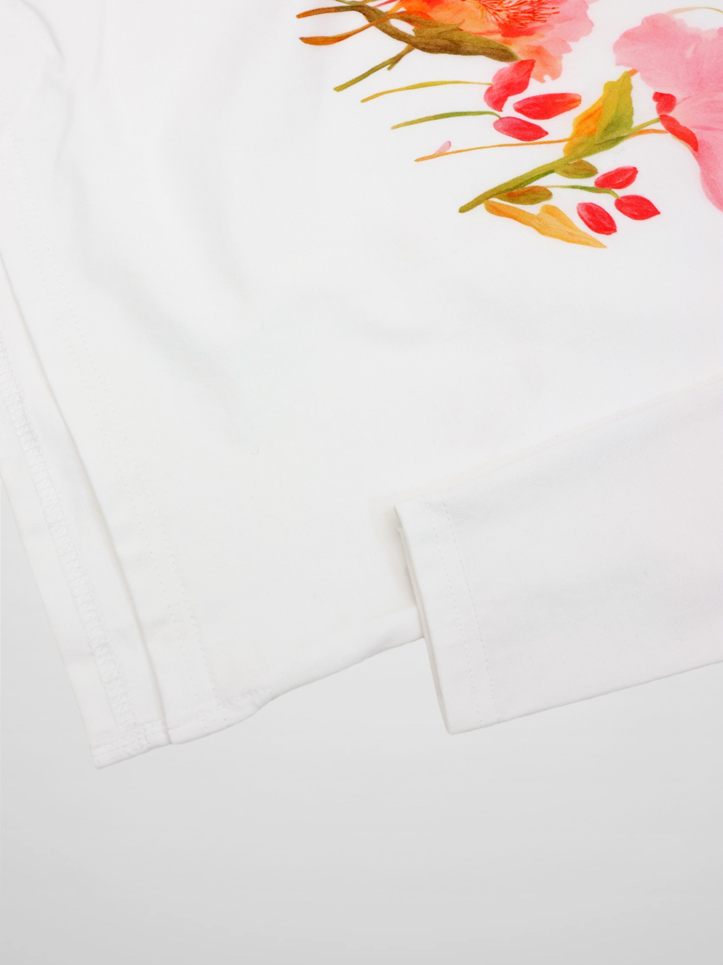Motif Printed Tee-Pink Flower