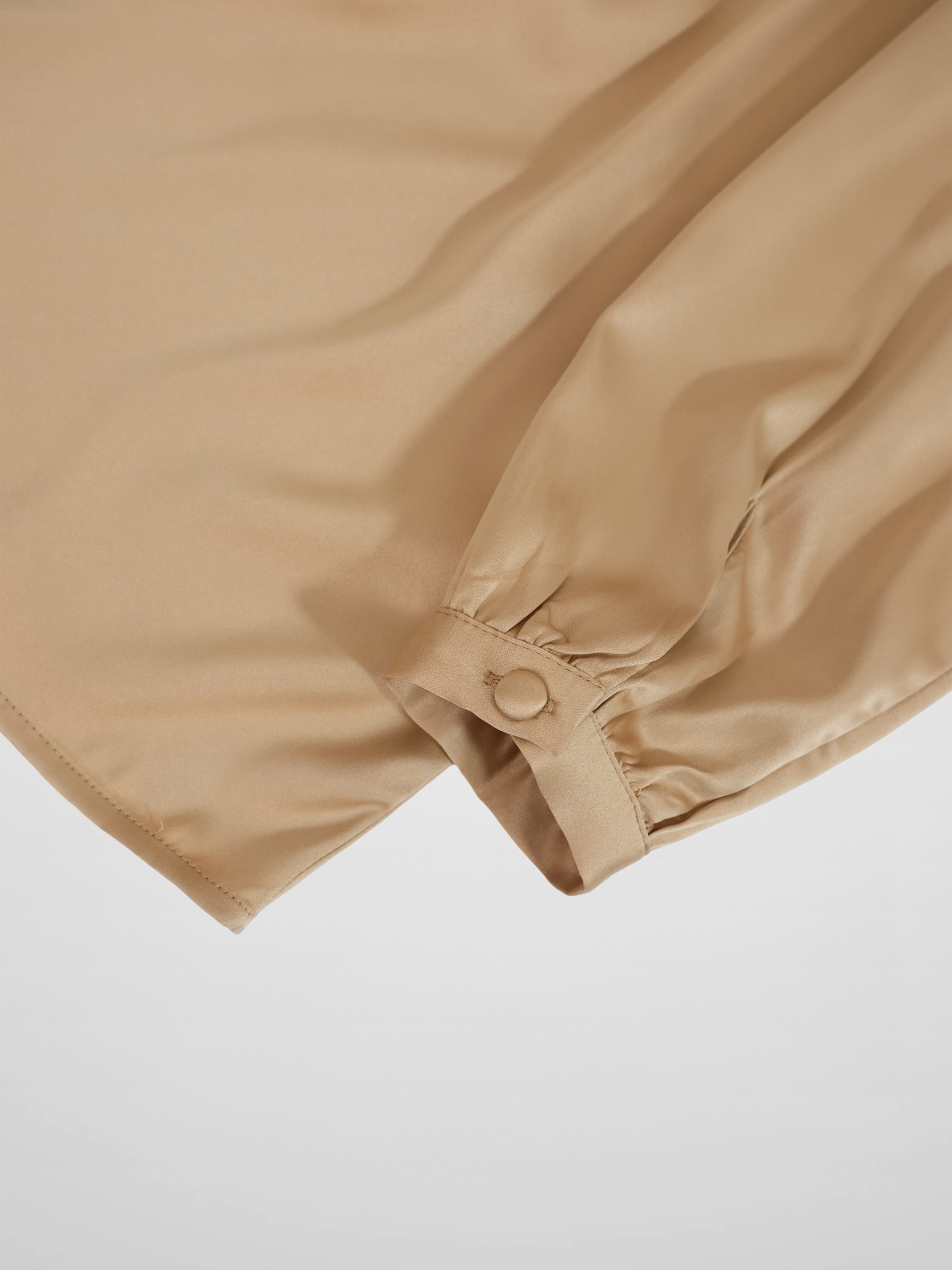 Faux Satin Micro Stitch Blouse-Gold