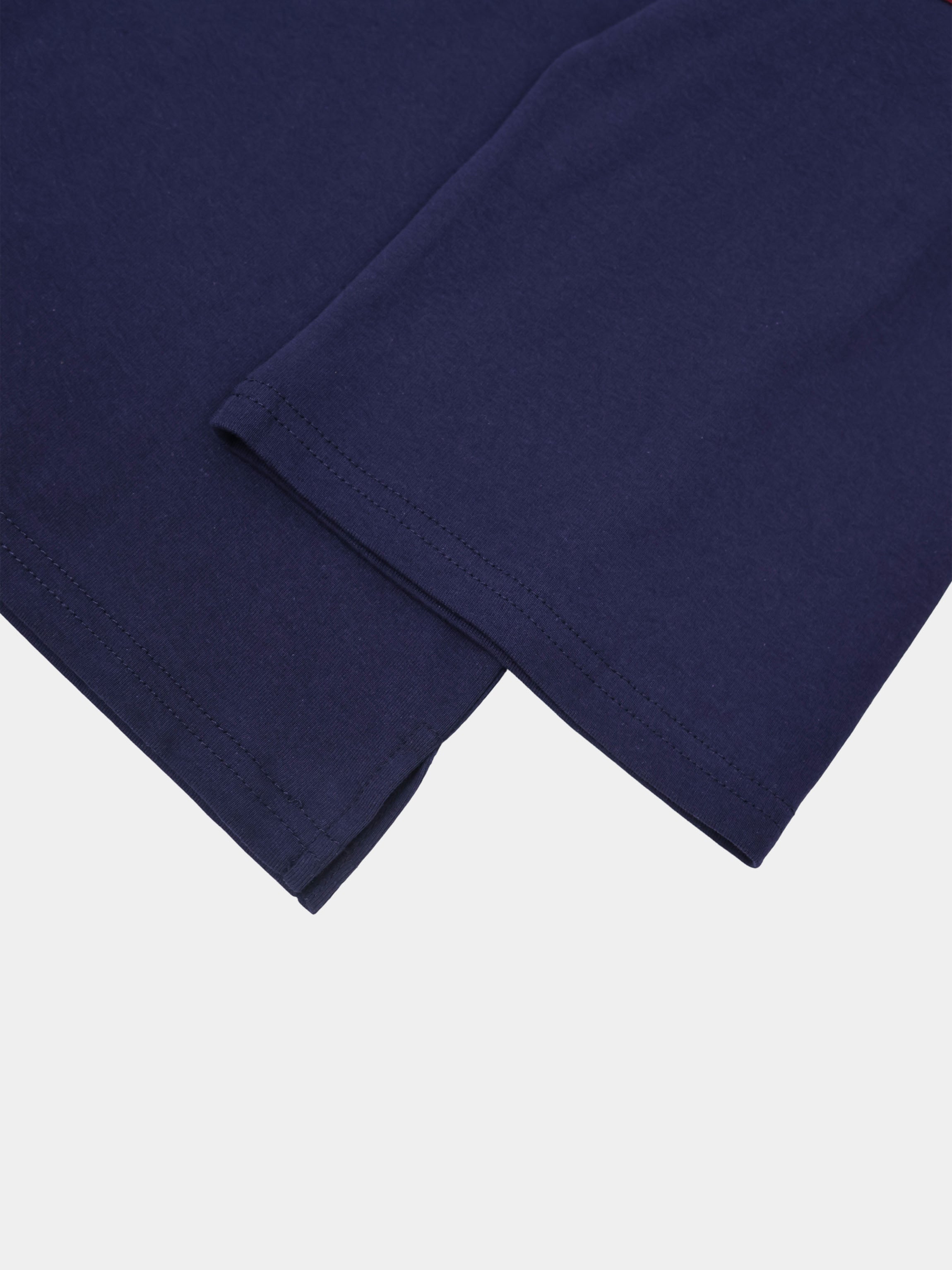 Crochet Stripe Boxy Tee-Blue/Burgundy/White