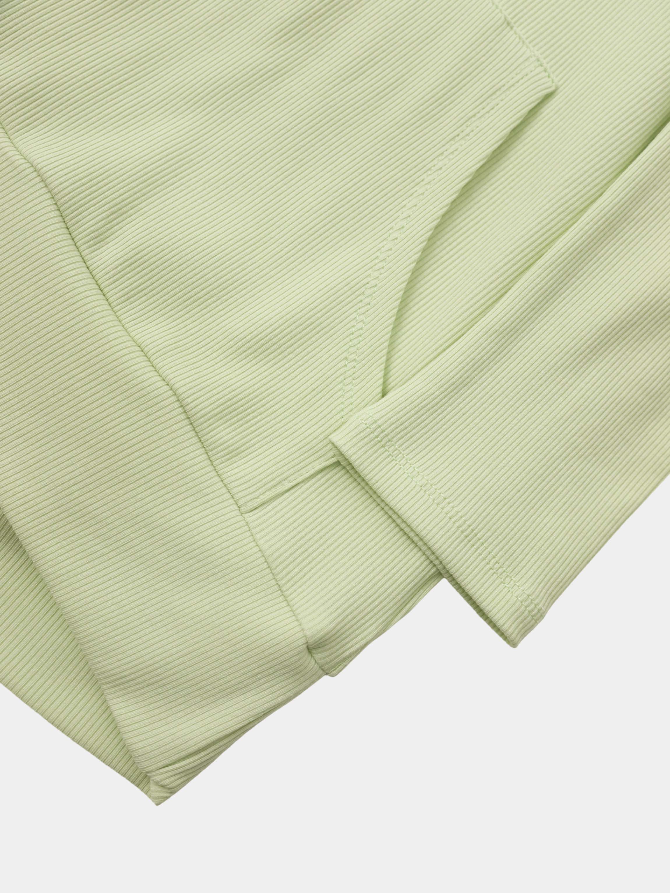 Ribbed Half Zip Hoodie Tee-Mint