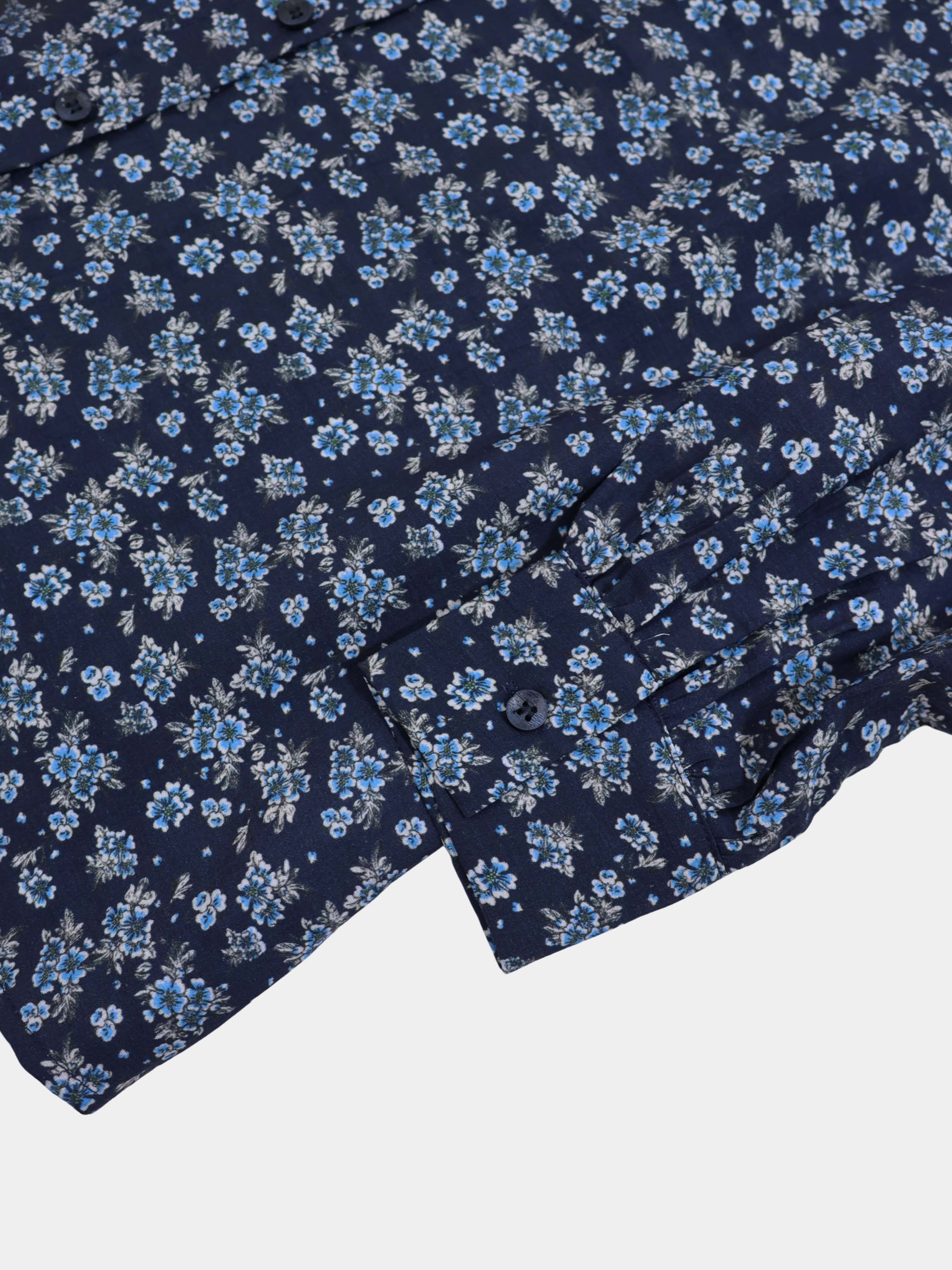 Peter Pan Collar Blouse-Blue Floral
