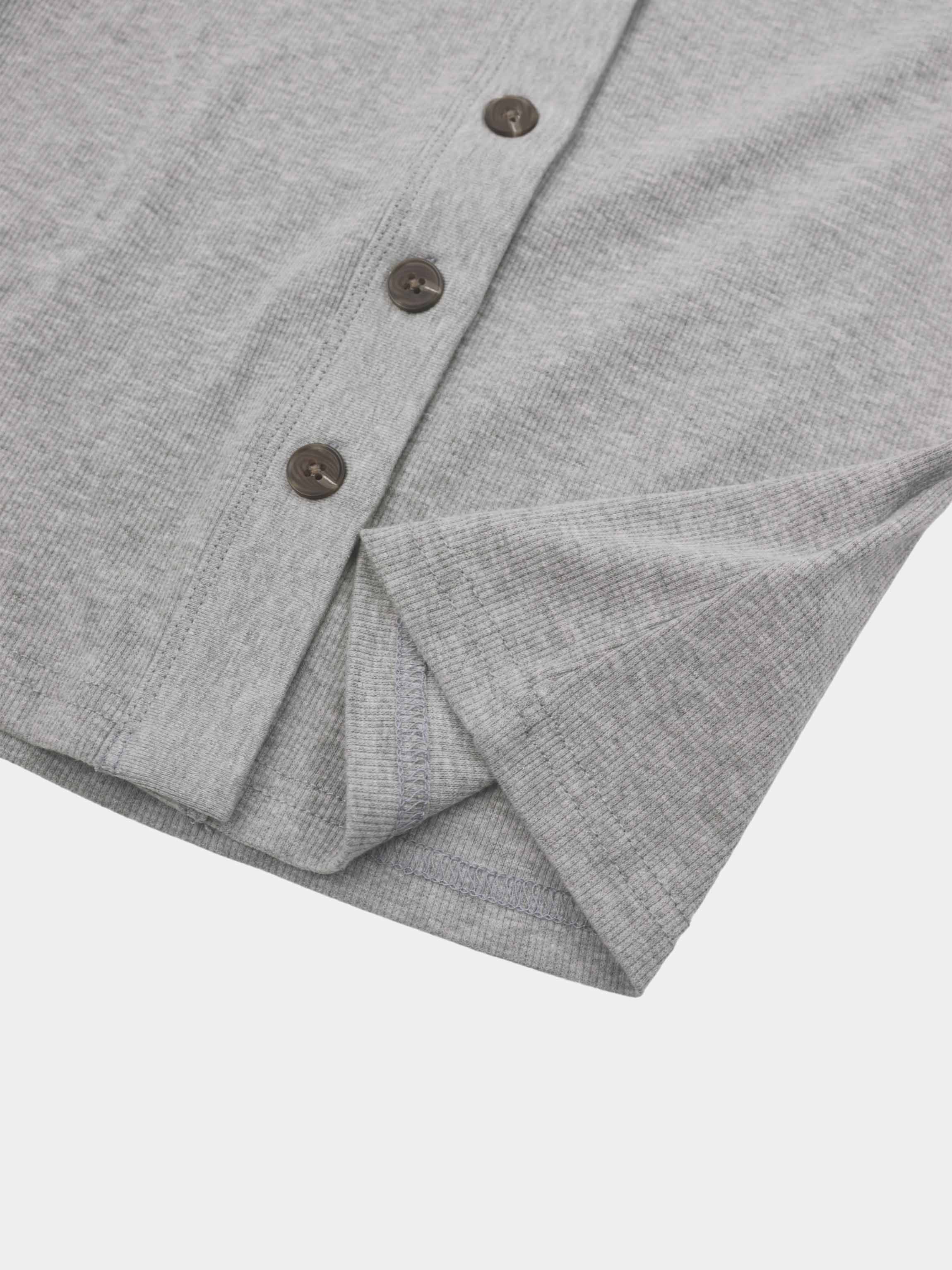 Ribbed Button Down Shirt-Heathered Grey
