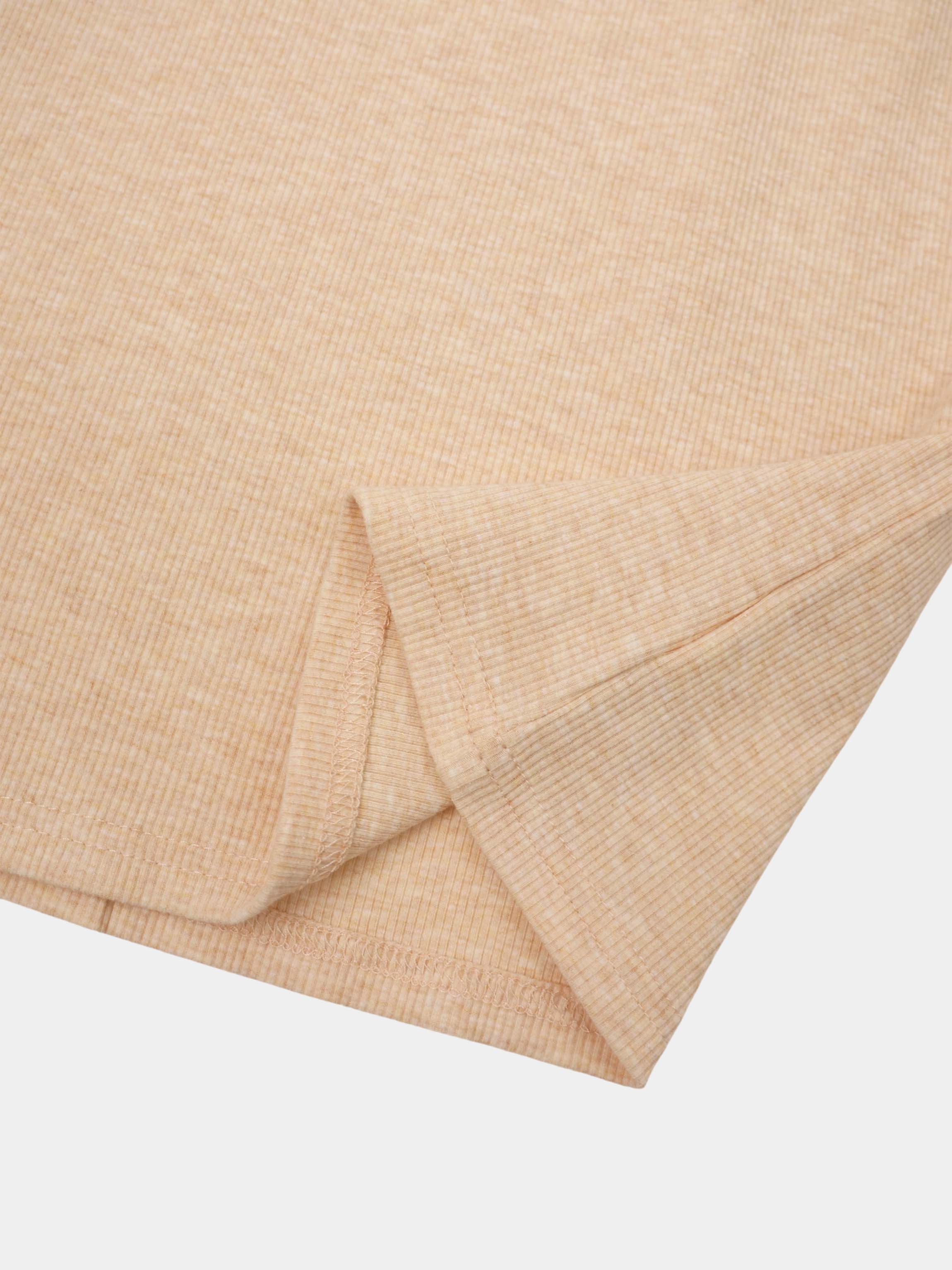 Heathered Collared Tee-Tan