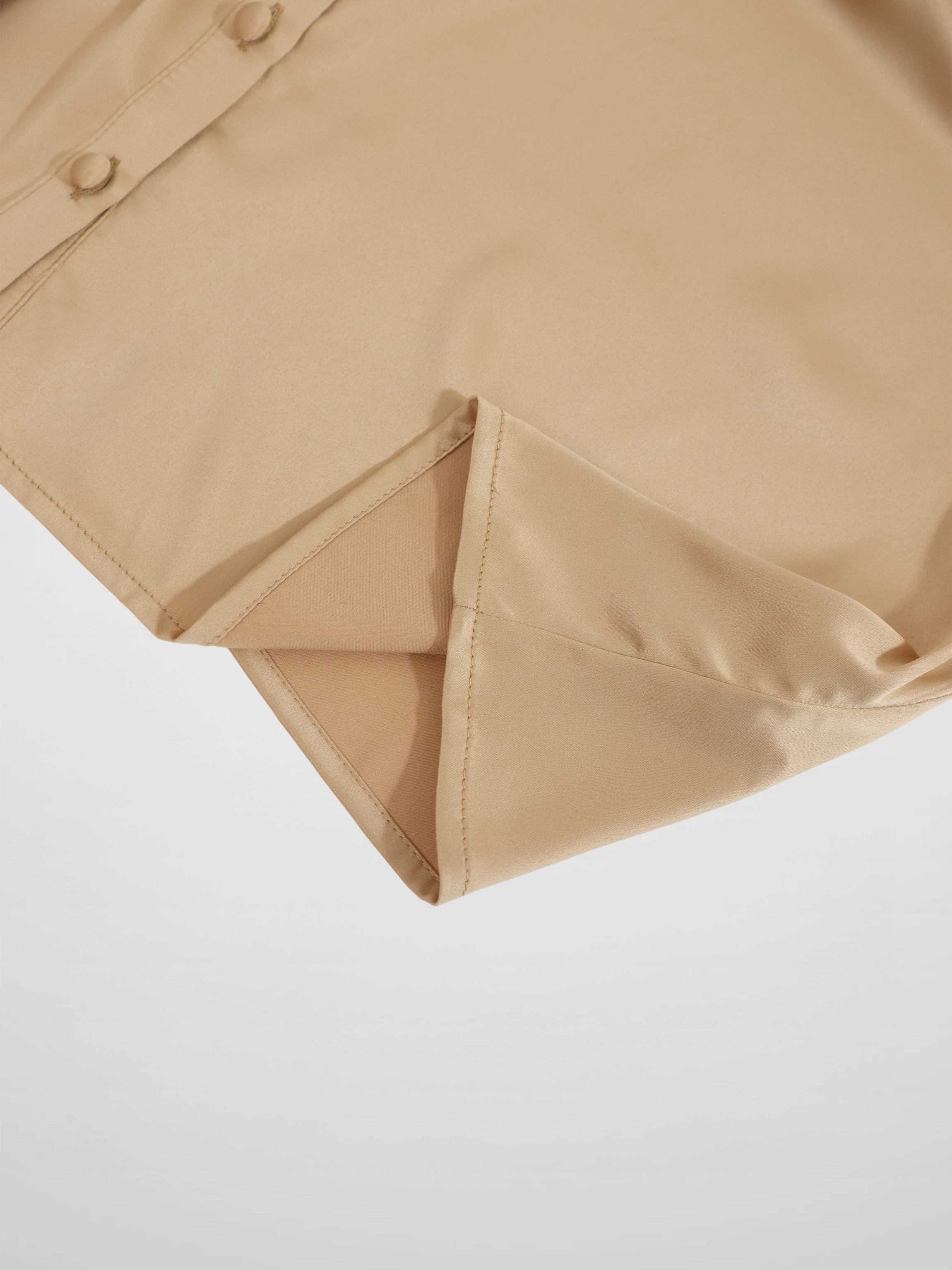 Faux Satin Micro Stitch Blouse-Gold
