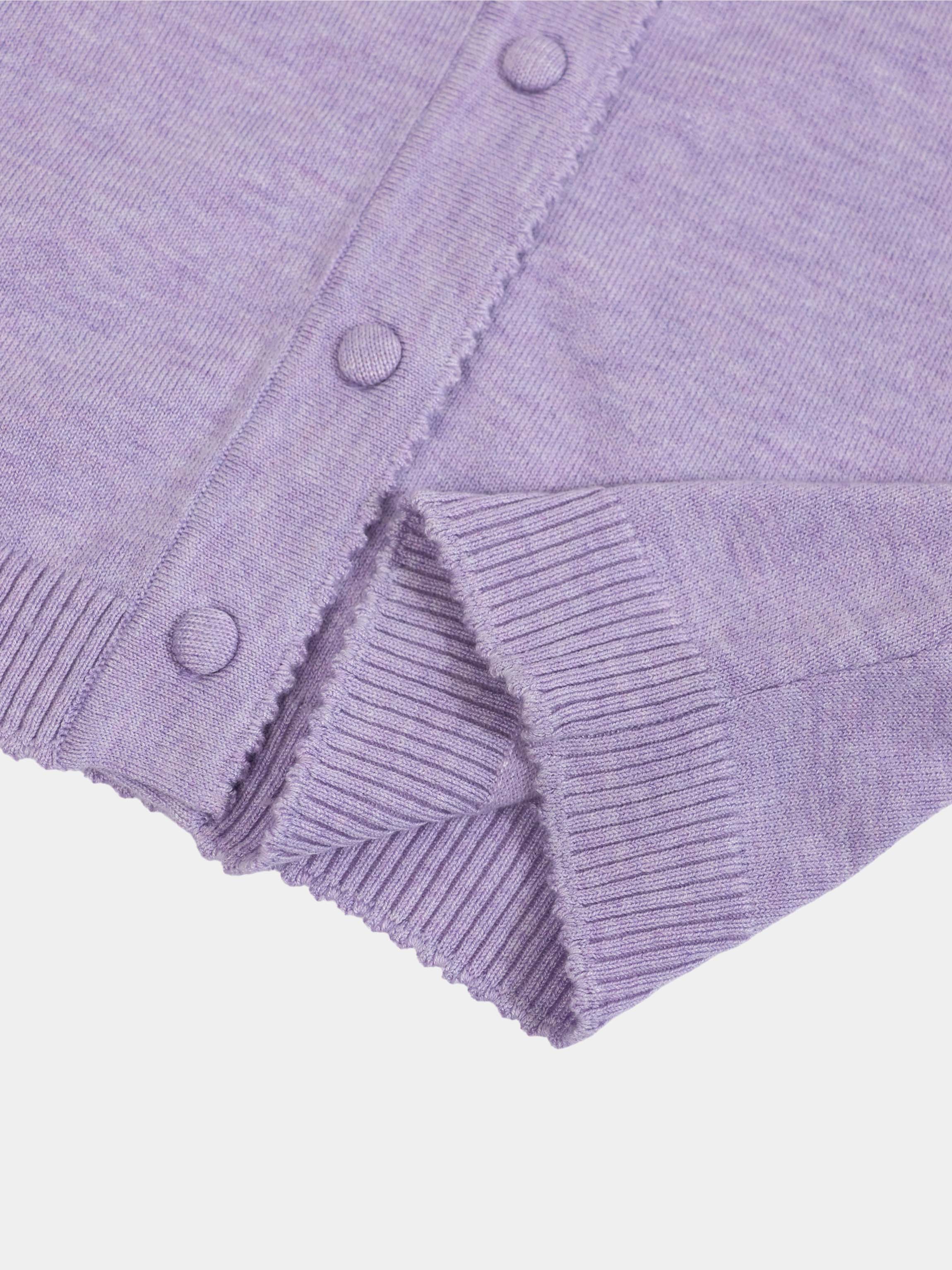 Trim Detail Crew Crop Cardigan-Heathered Lavander
