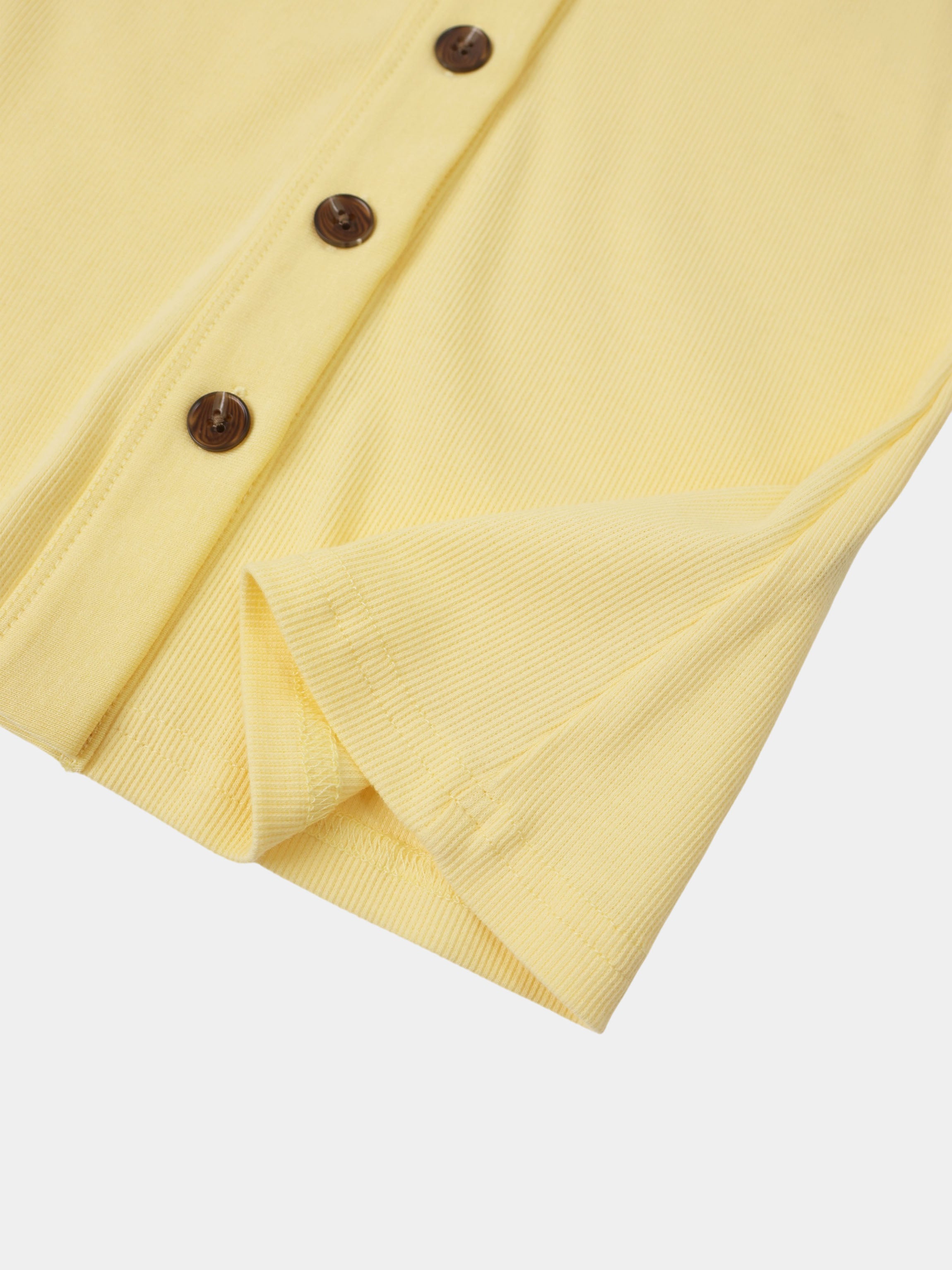 Ribbed Button Down Shirt-Butter Yellow