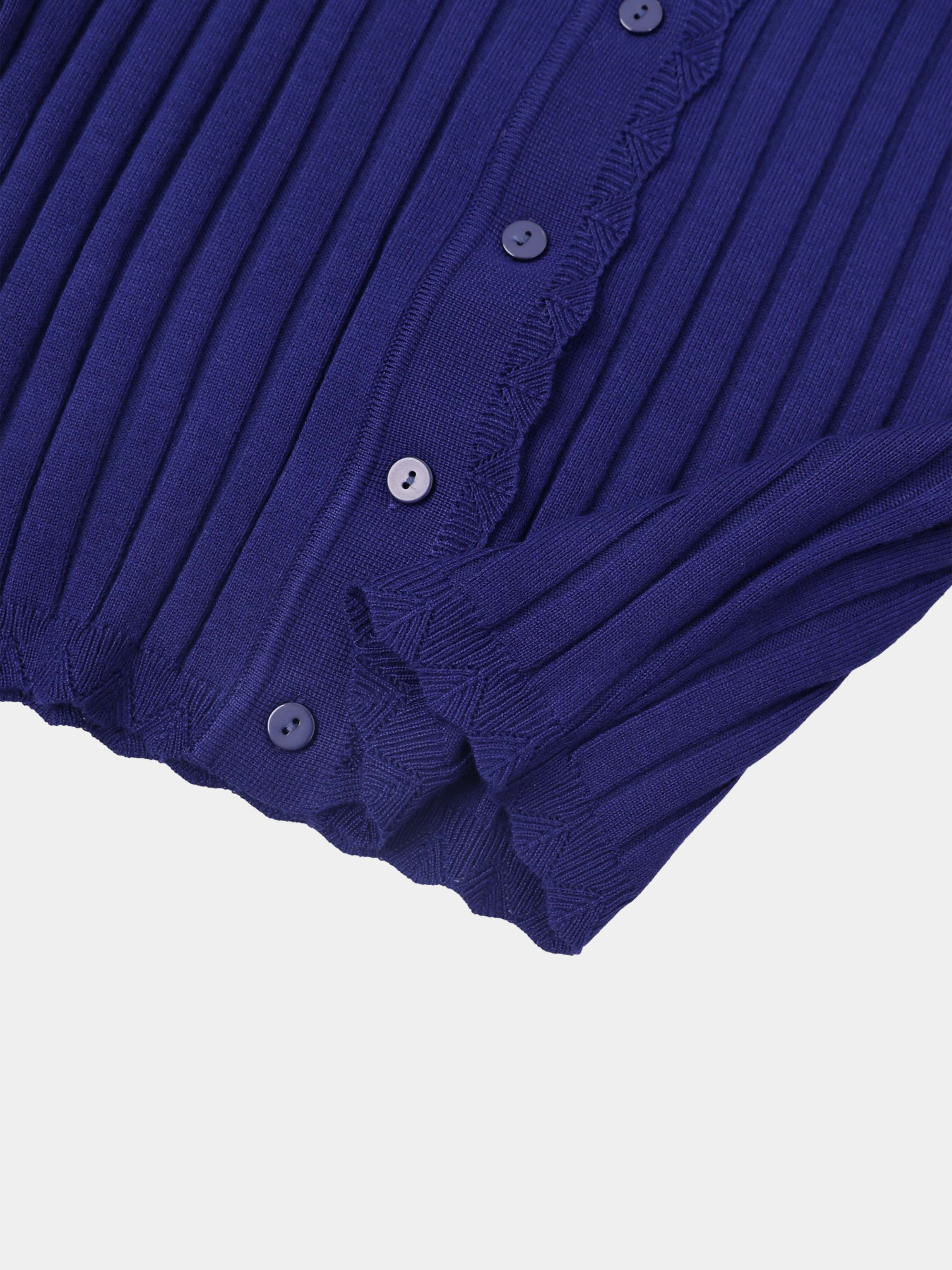 Scalloped Edge Cardigan-Navy