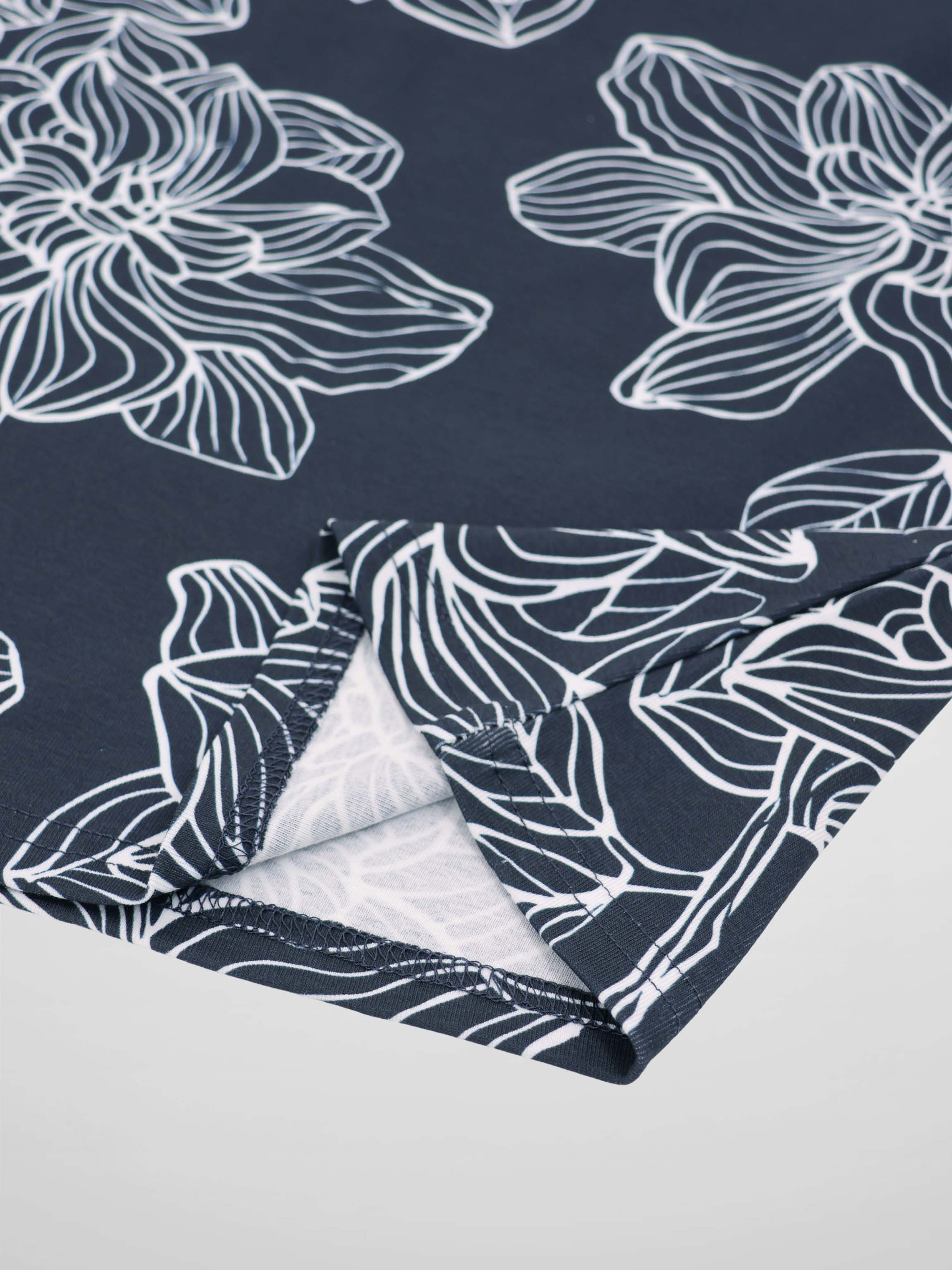 Basic Printed T-shirt-Navy/White Floral