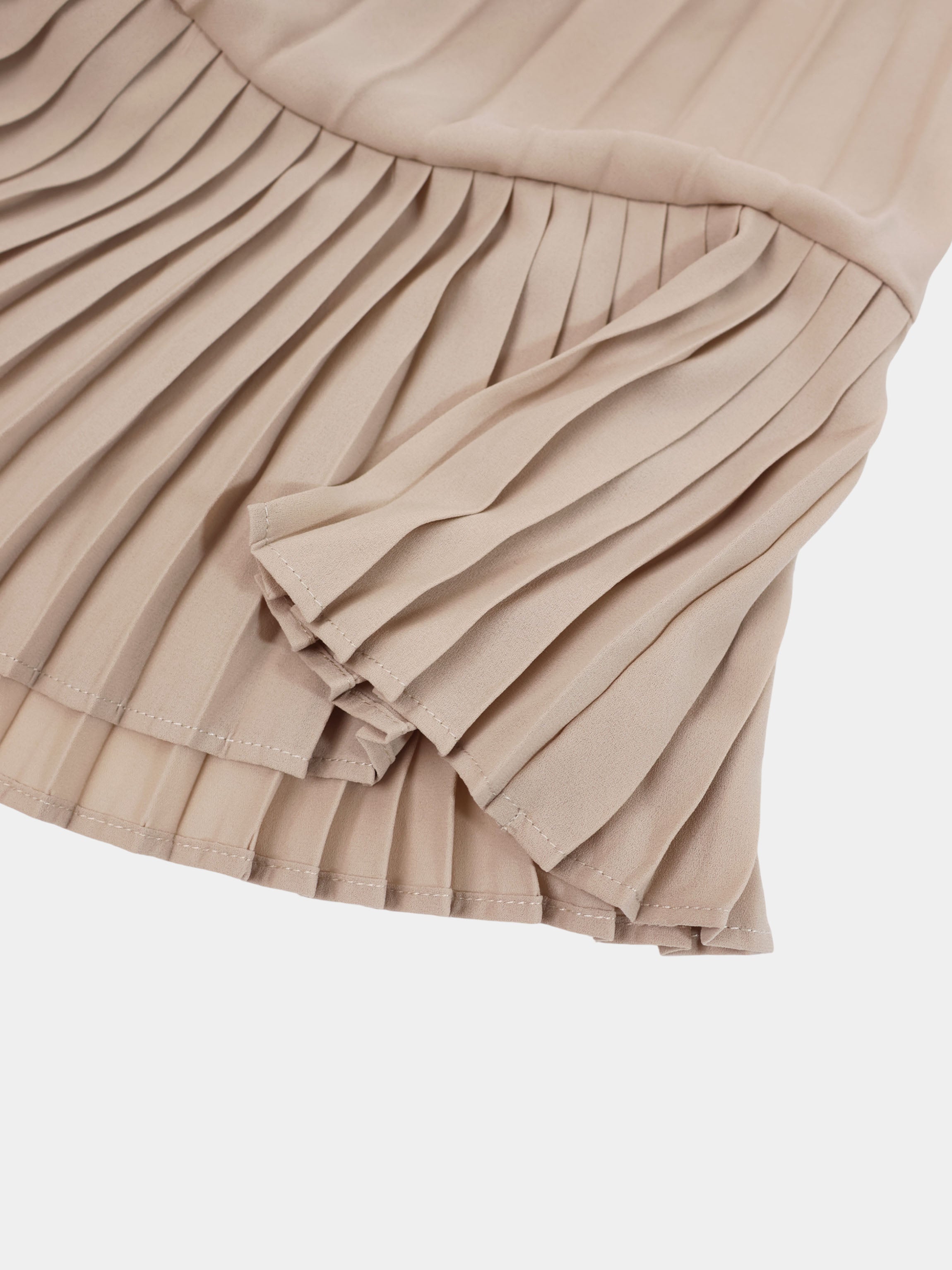 Micro Pleat Dress-Tan