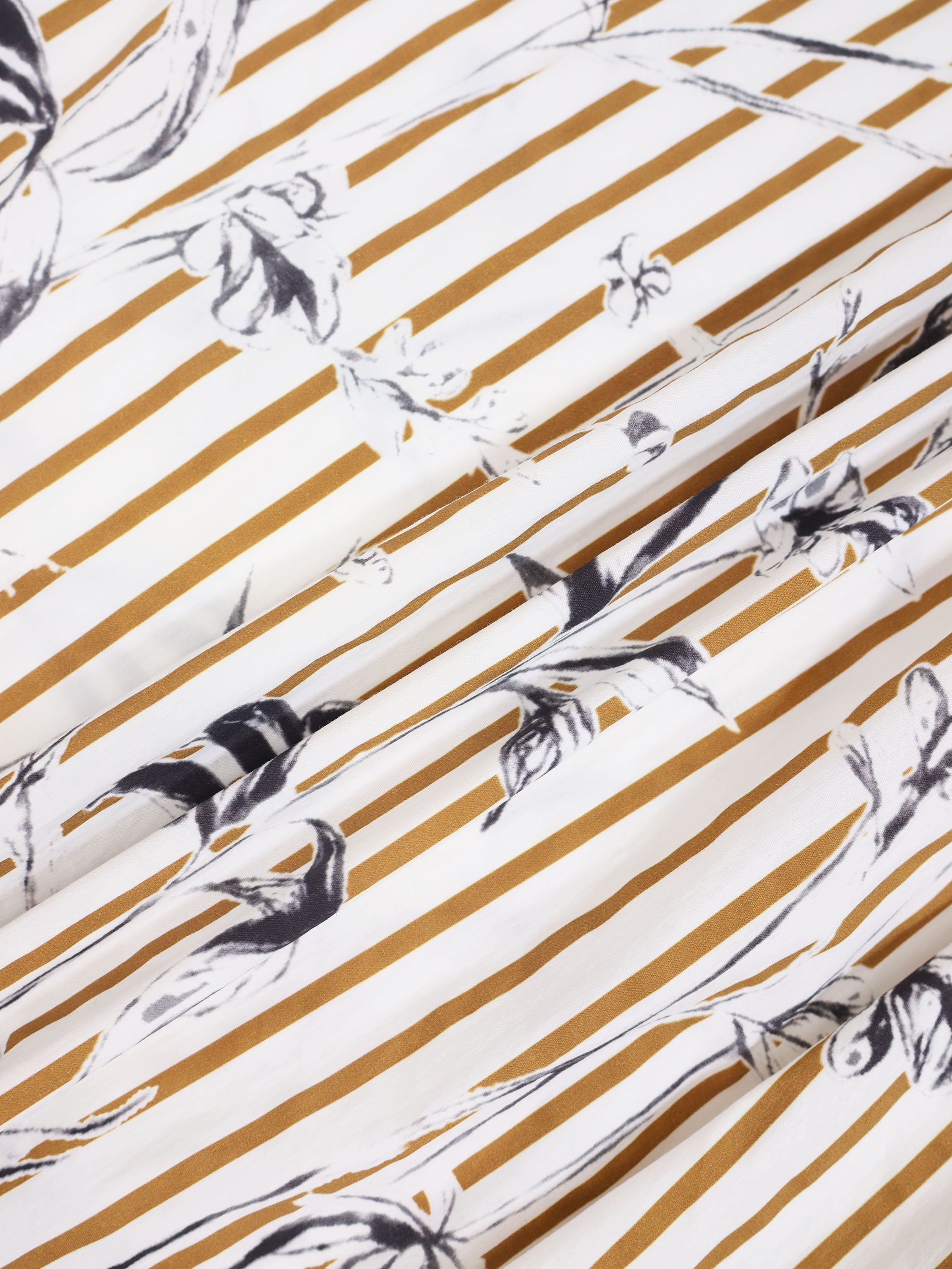 High Waisted Printed Skirt-Brown/Cream Stripe
