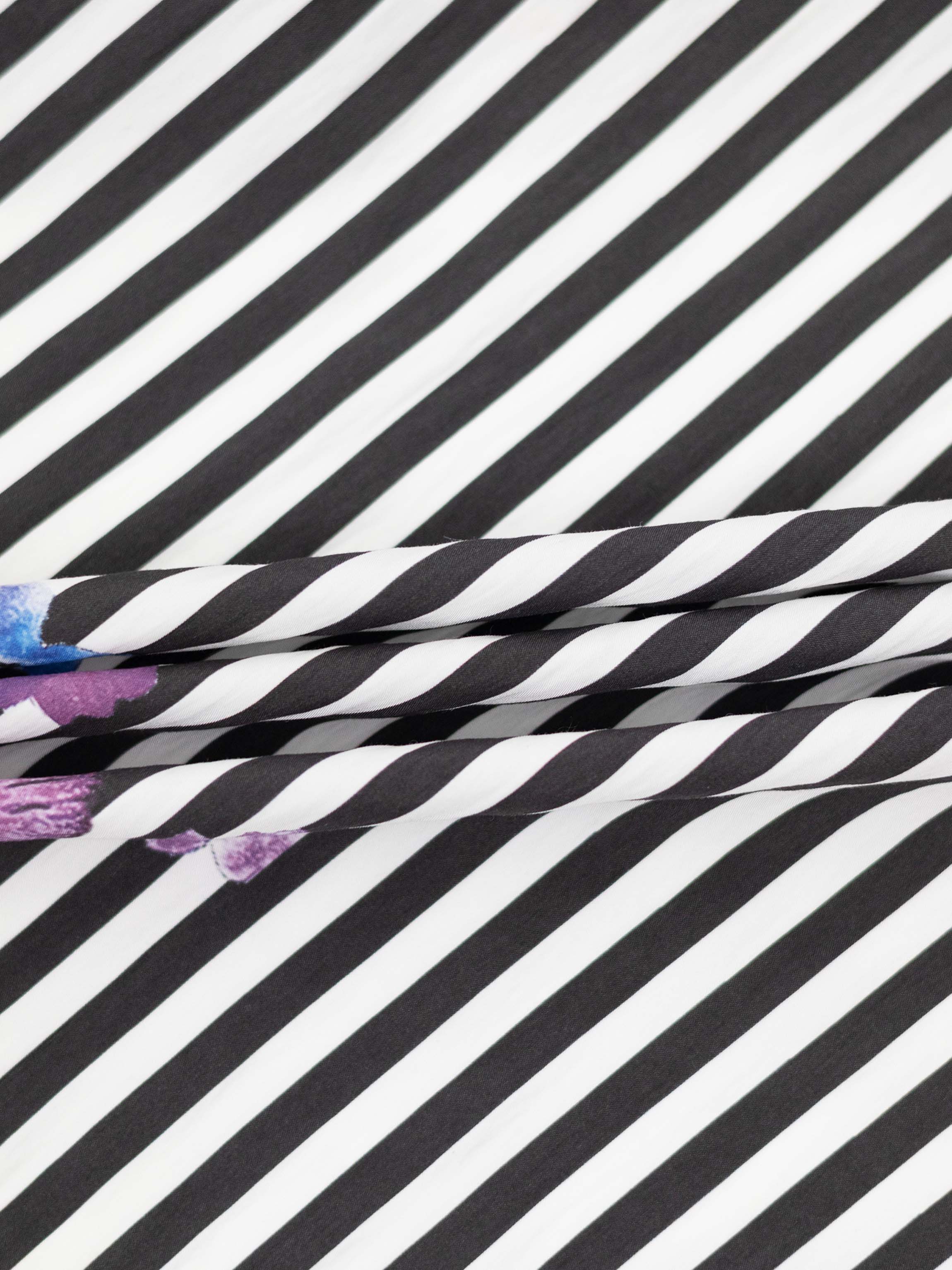 Printed Crinkle Button Down Blouse-Floral Stripe