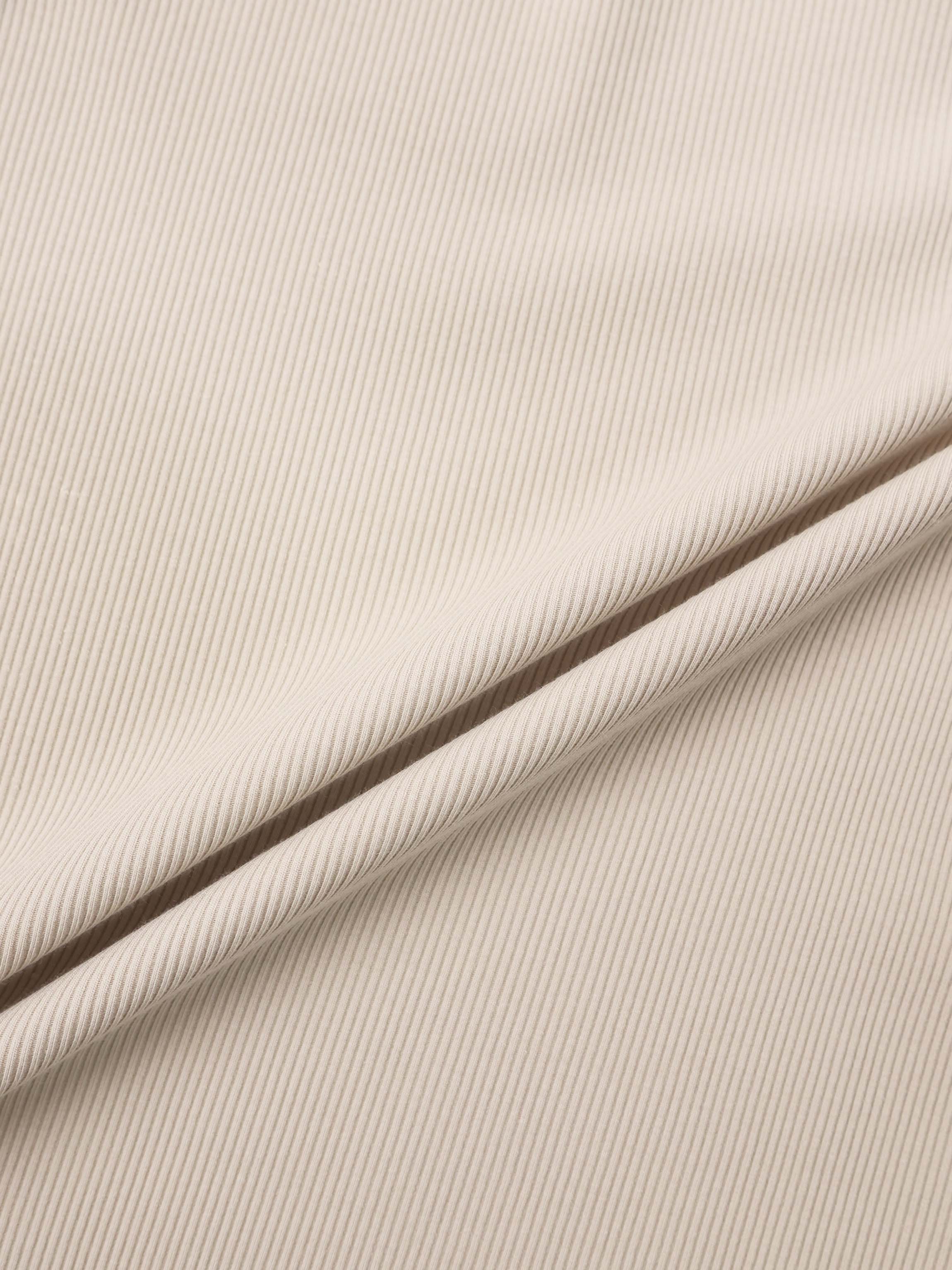 Rounded Hem Ribbed T-Shirt-Tan