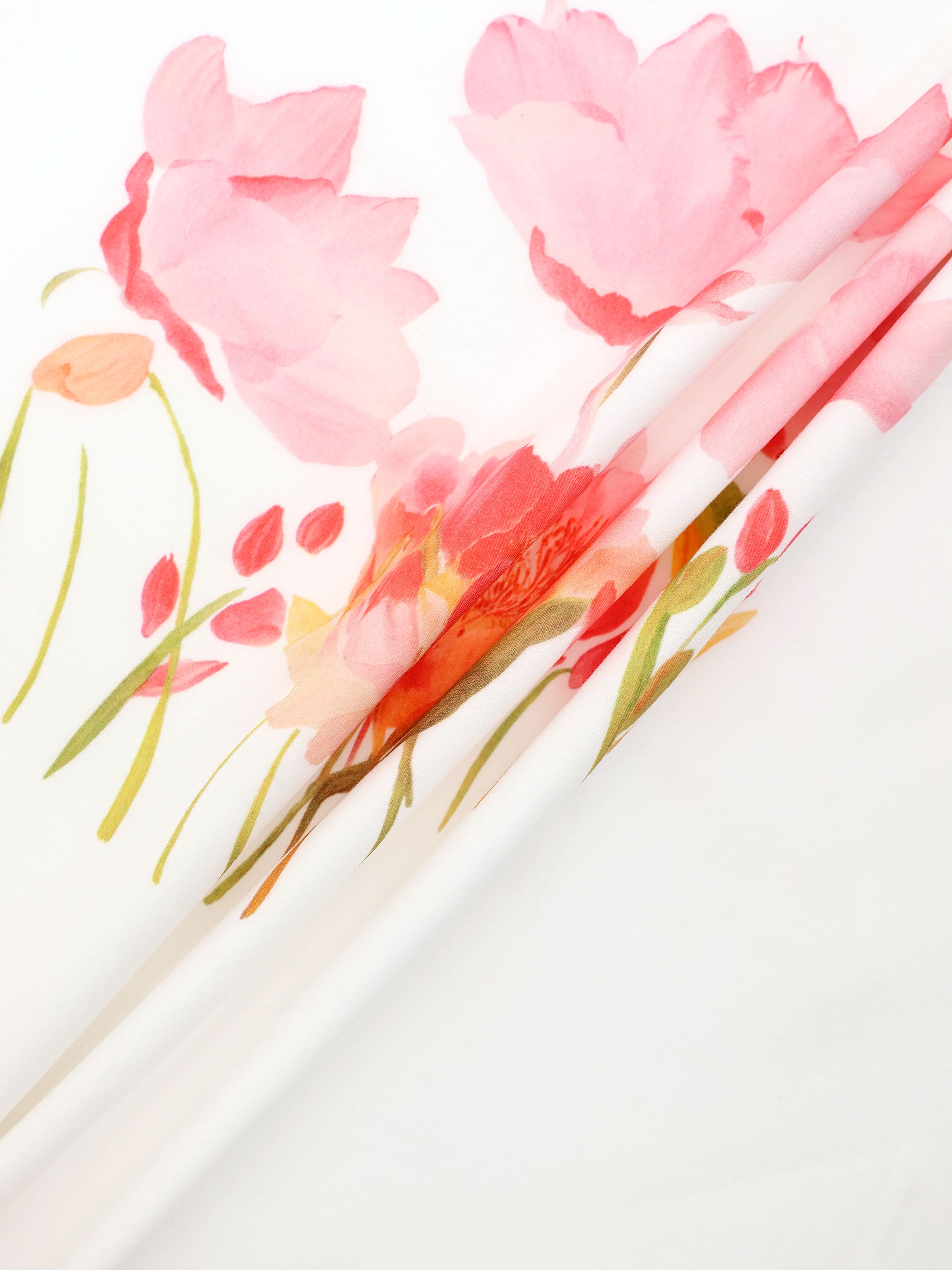 Motif Printed Tee-Pink Flower