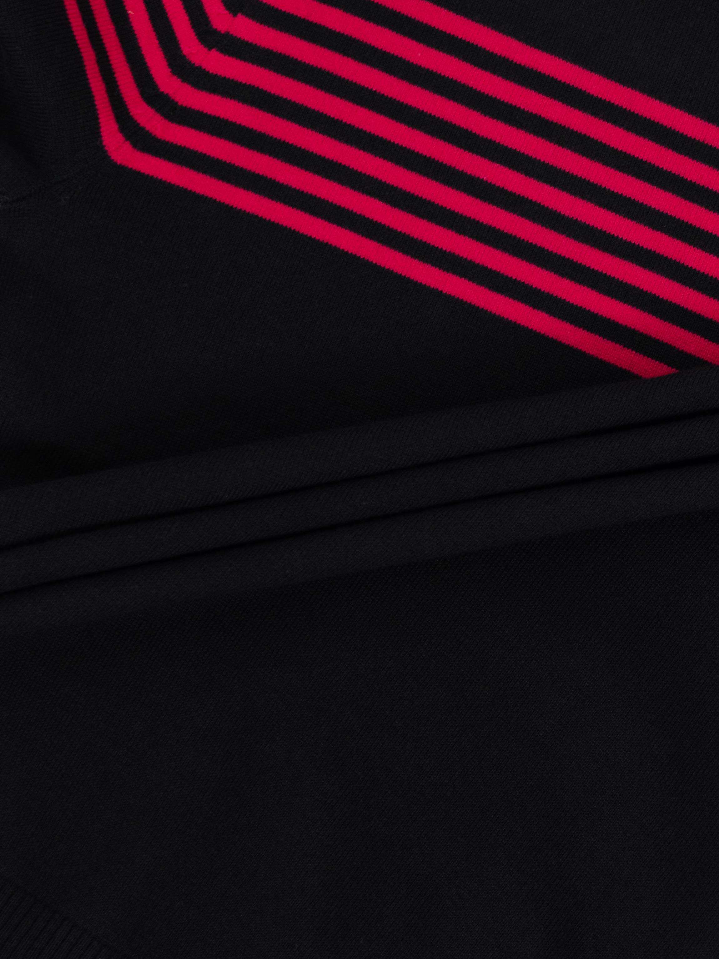 Thin Stripe Turtleneck Sweater-Black/Hot Pink