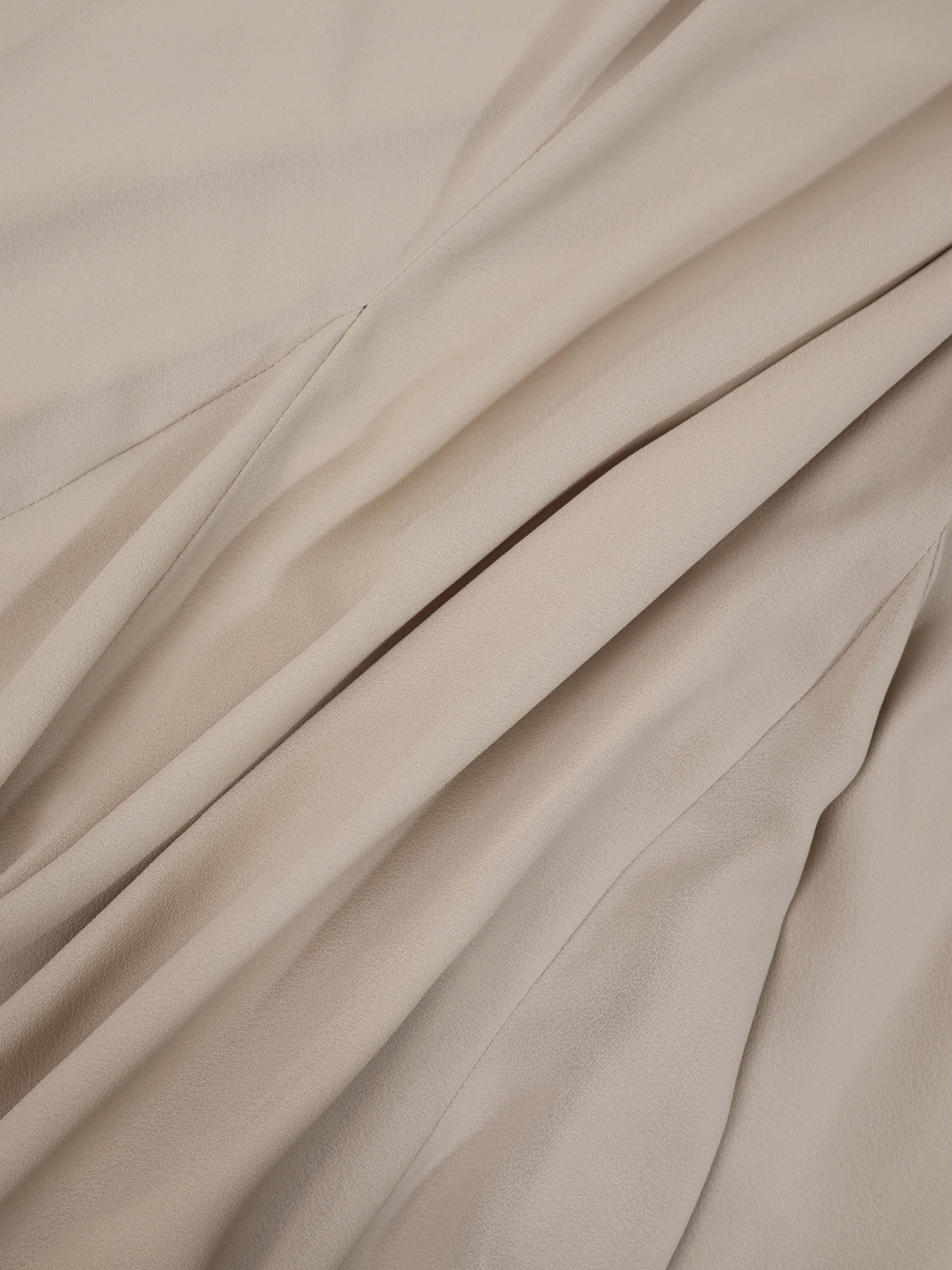 Lace Trim Crepe Dress-Sand