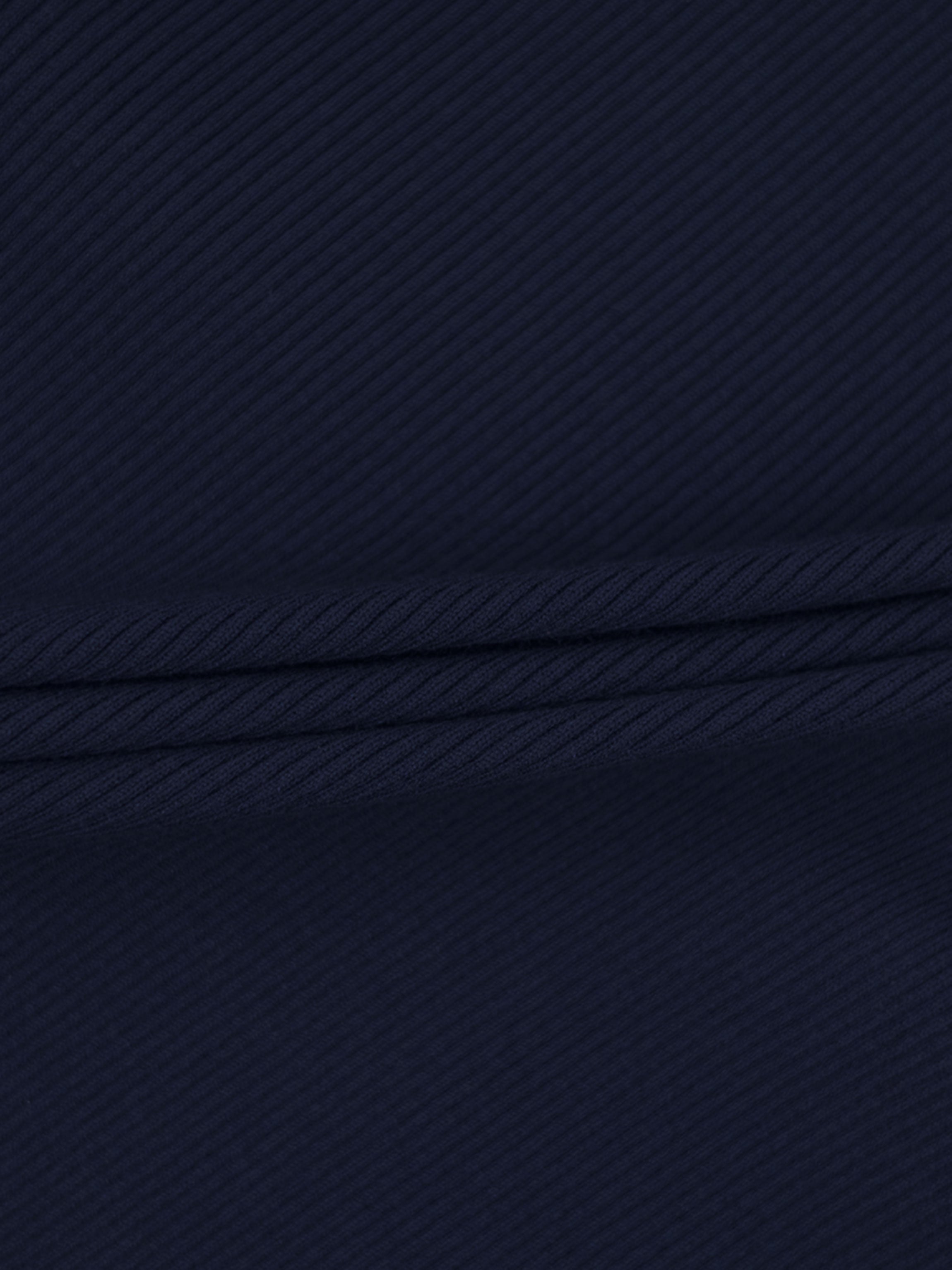 Ribbed Crew Neck Cardigan-True Navy