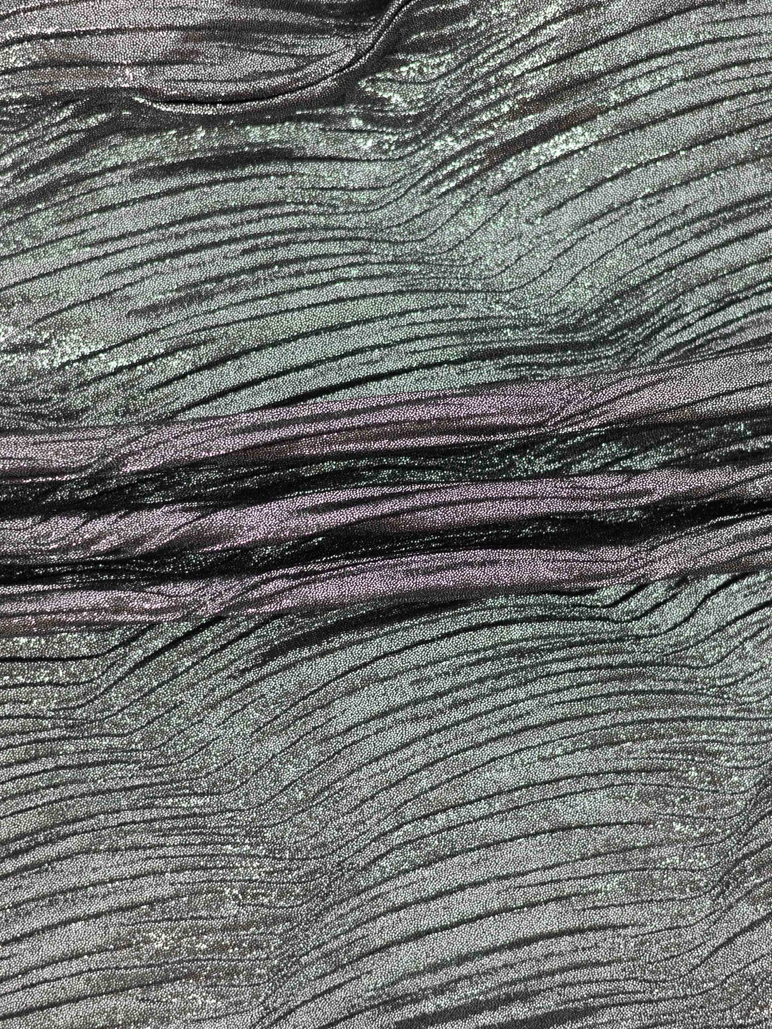 Shimmer Texture Bow Blouse-Black/Silver