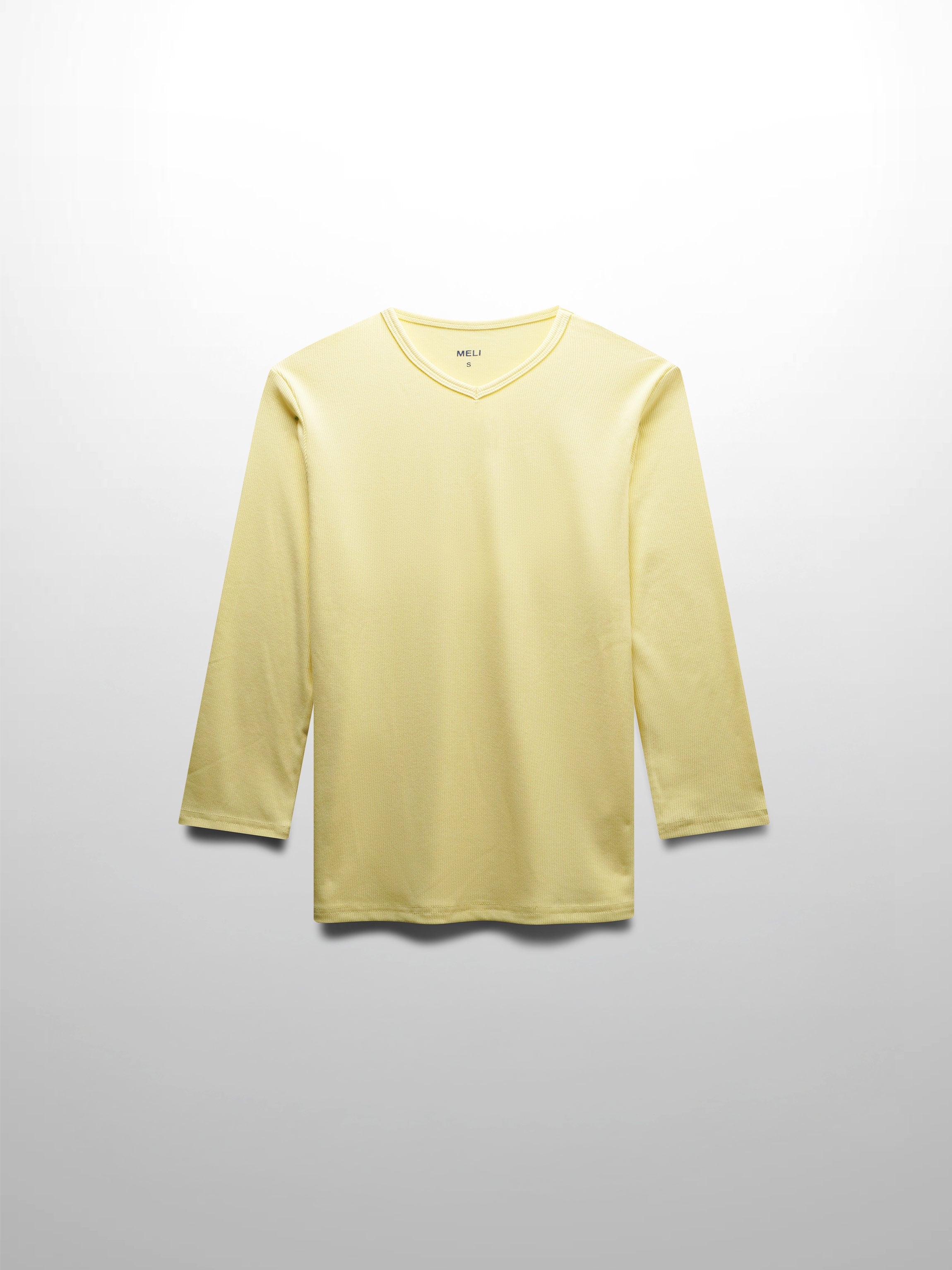 RIBBED HIGH V 3Q-BUTTER YELLOW