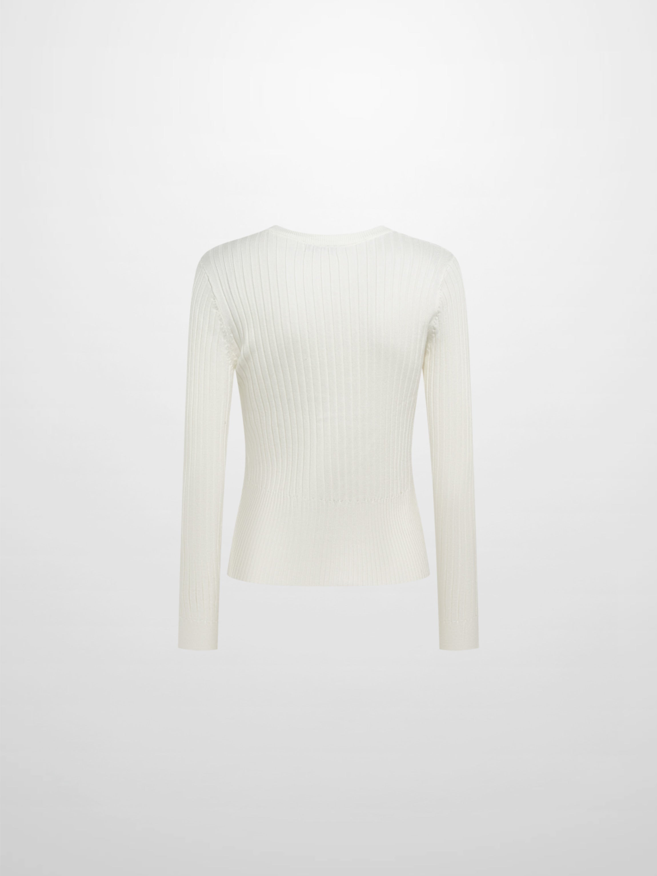 Soft Thin Ribbed Banded Sweater - Cream