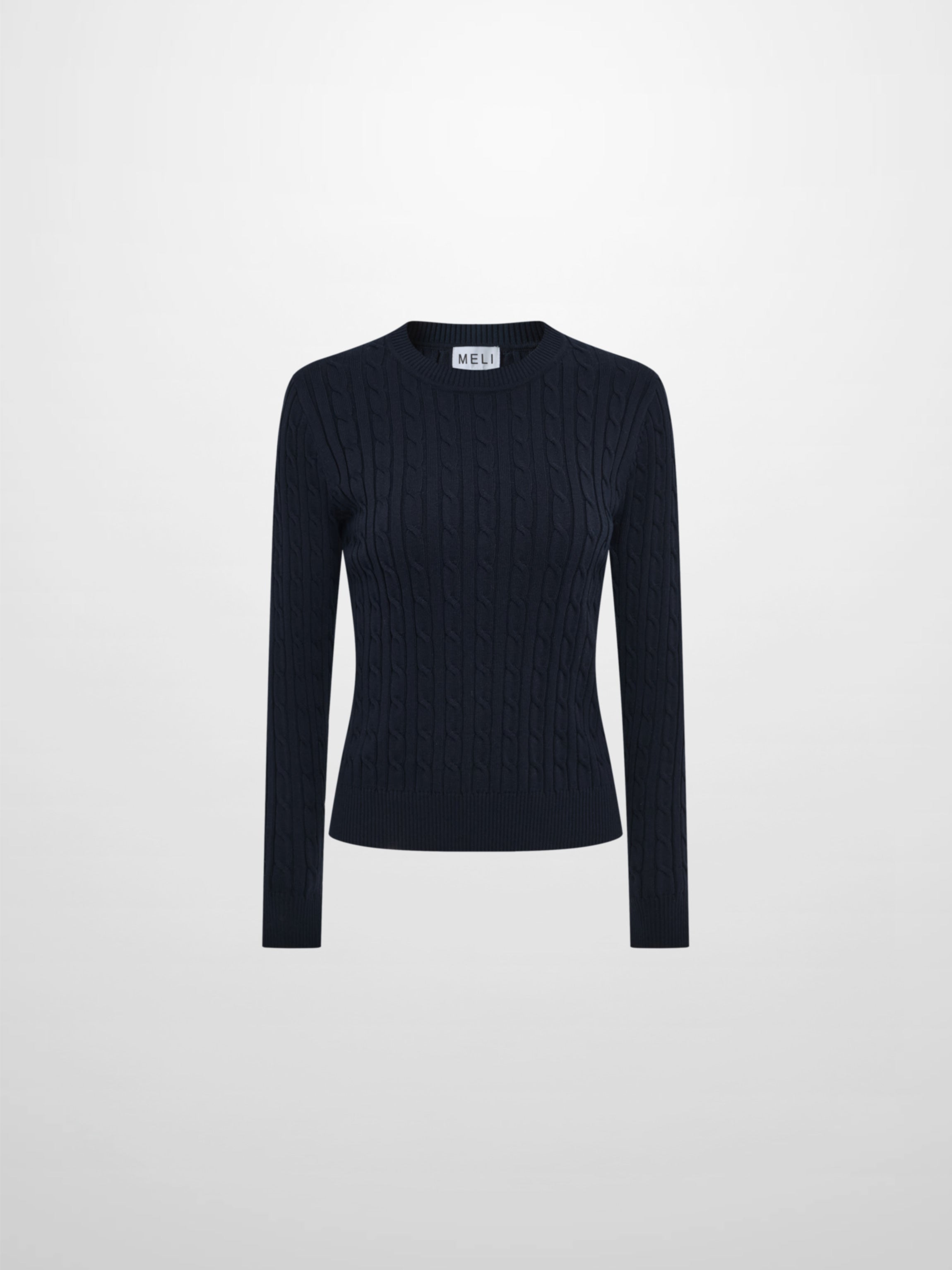 Cable Knit Sweater - Navy