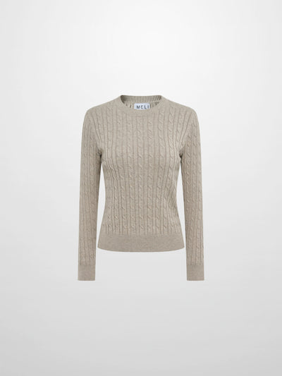 Cable Knit Sweater - Heathered Taupe