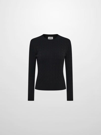 Cable Knit Sweater - Black