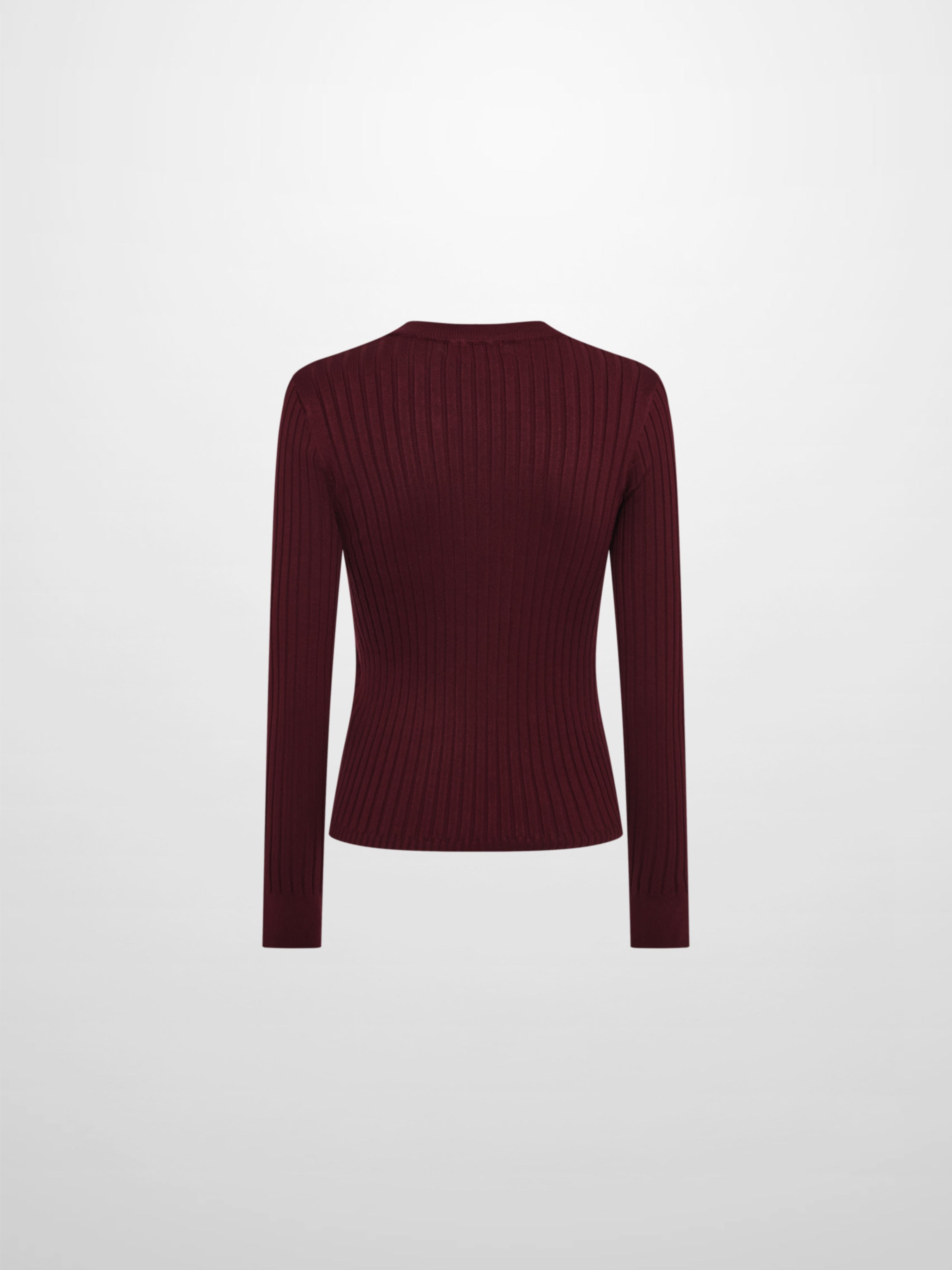 V Ribbed Sweater - Burgundy