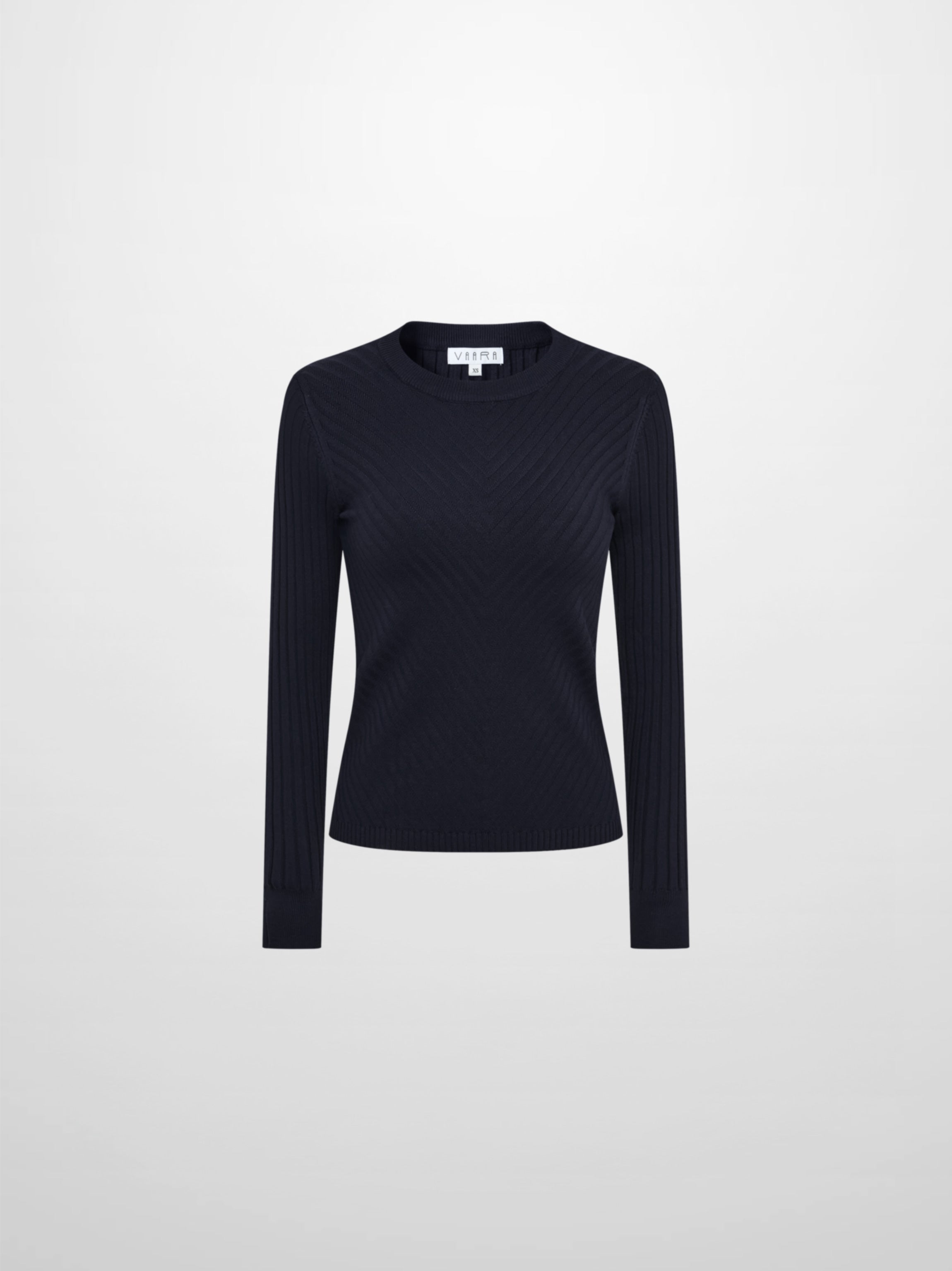 V Ribbed Sweater - Navy