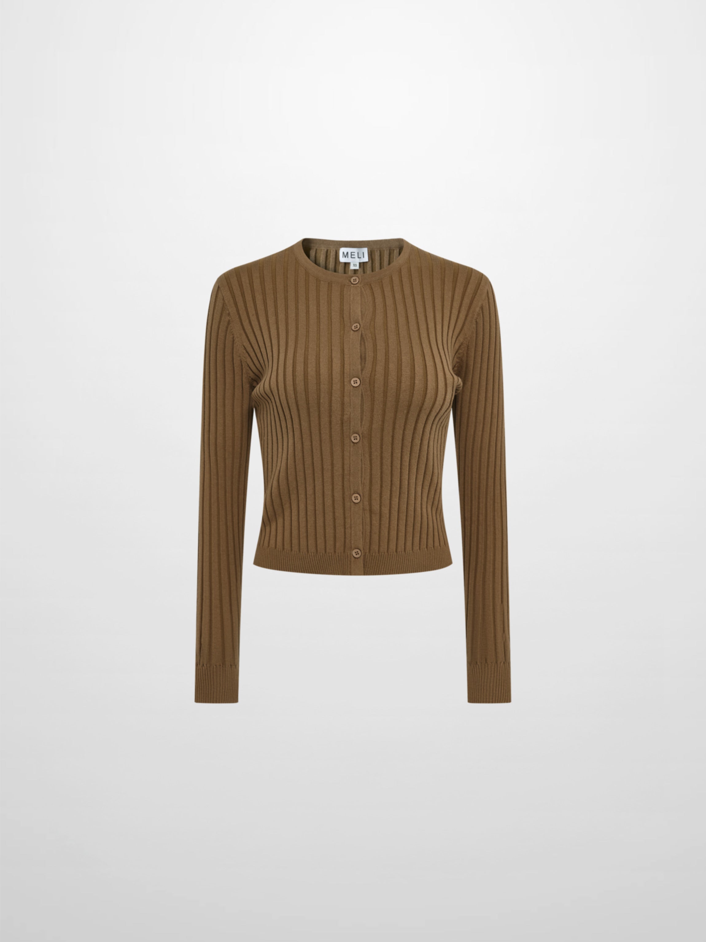 Lightweight Ribbed Cardigan 20" - Camel