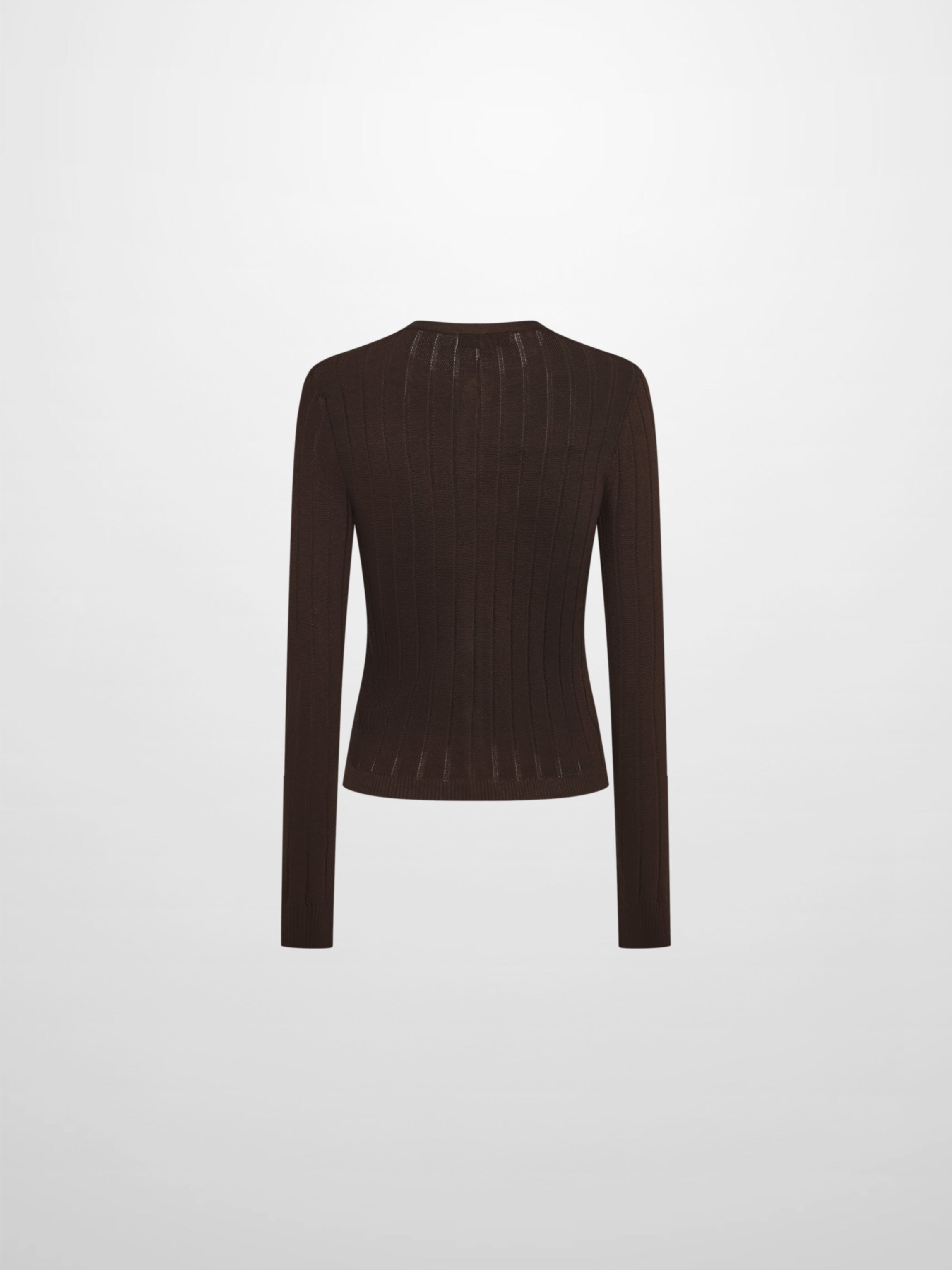 Silk Knit Ribbed Cardigan 20"- Brown