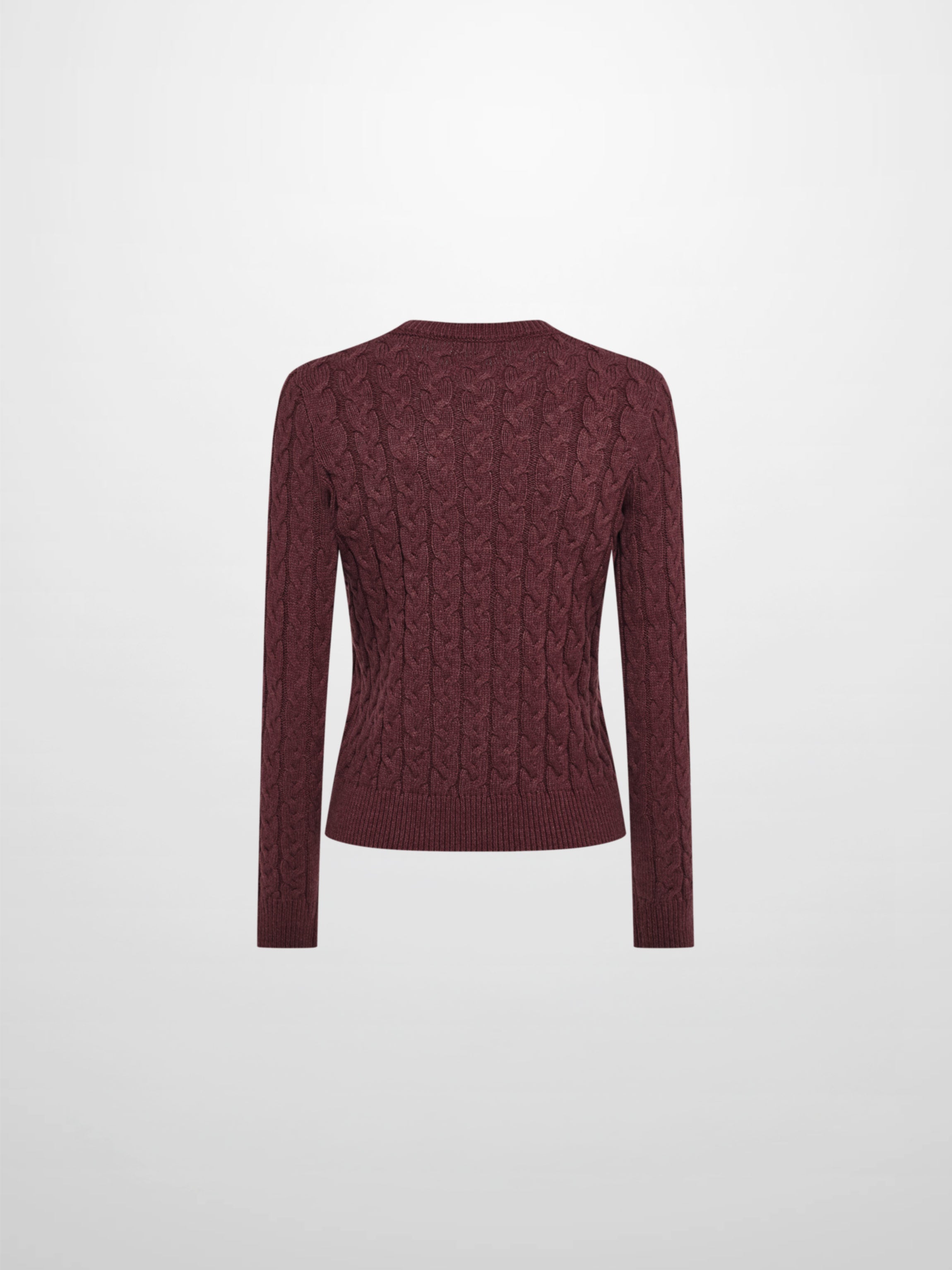 Braided Heart Cable Sweater - Burgundy