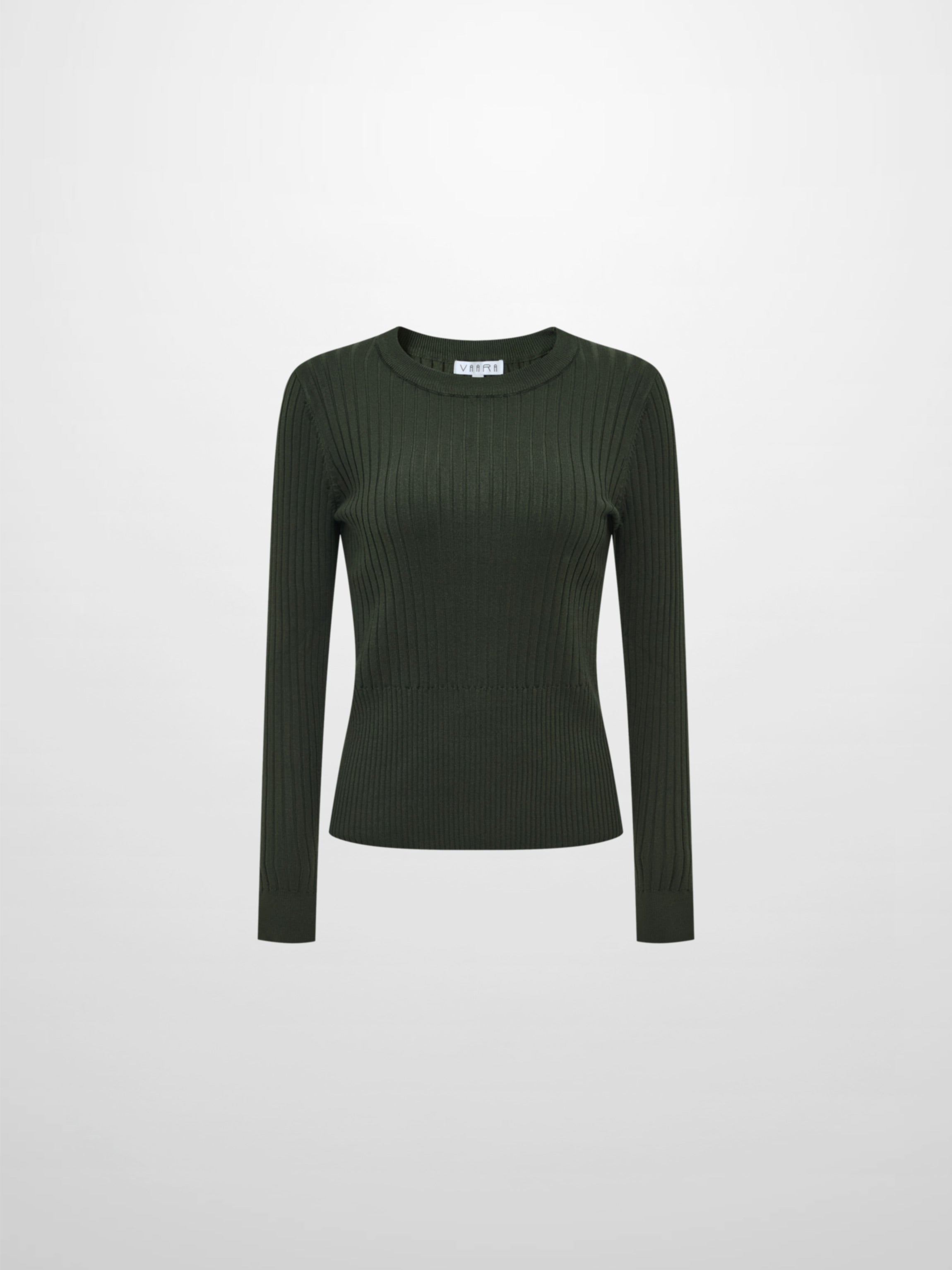 Soft Thin Ribbed Banded Sweater - Green