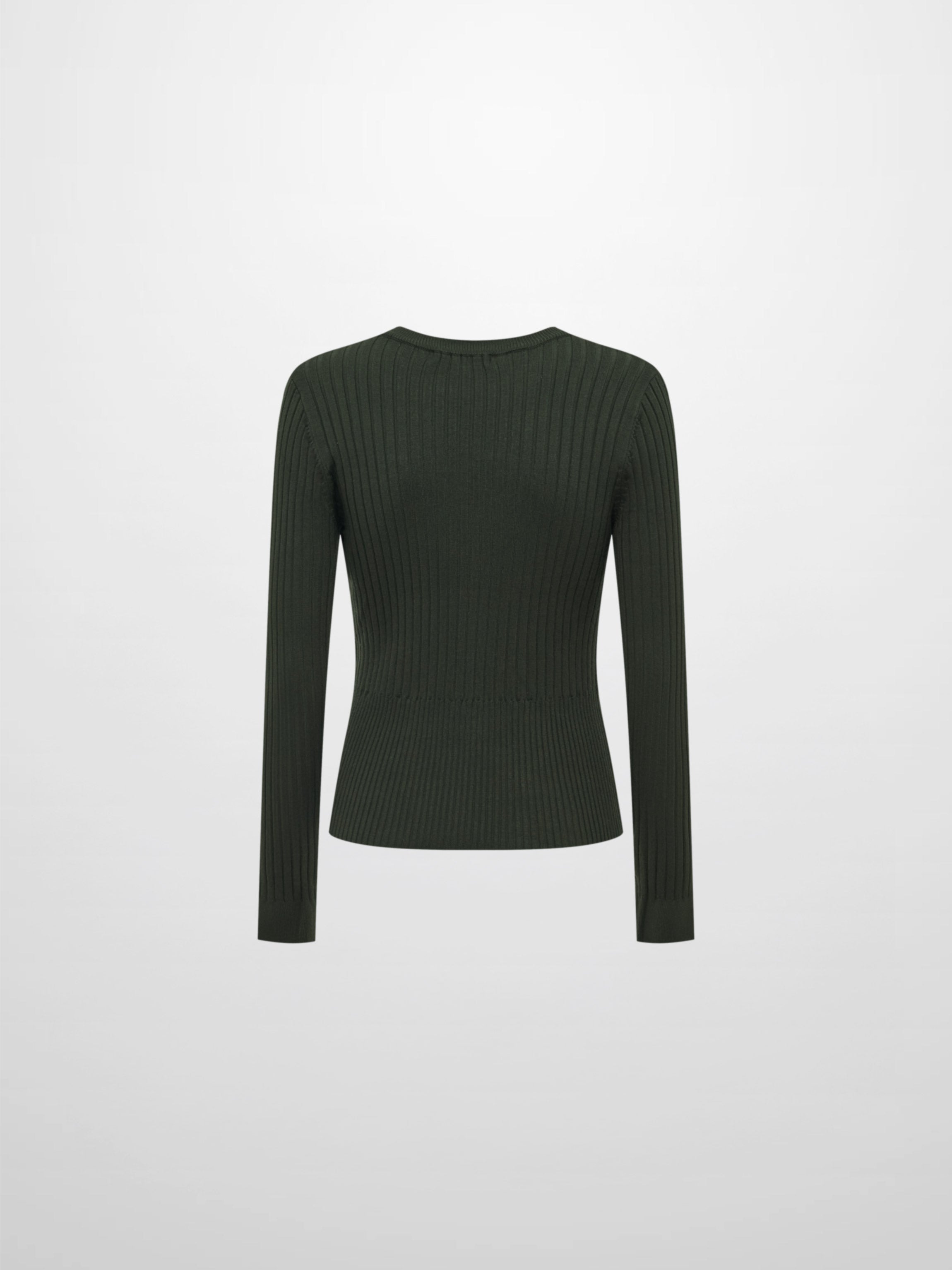 Soft Thin Ribbed Banded Sweater - Green