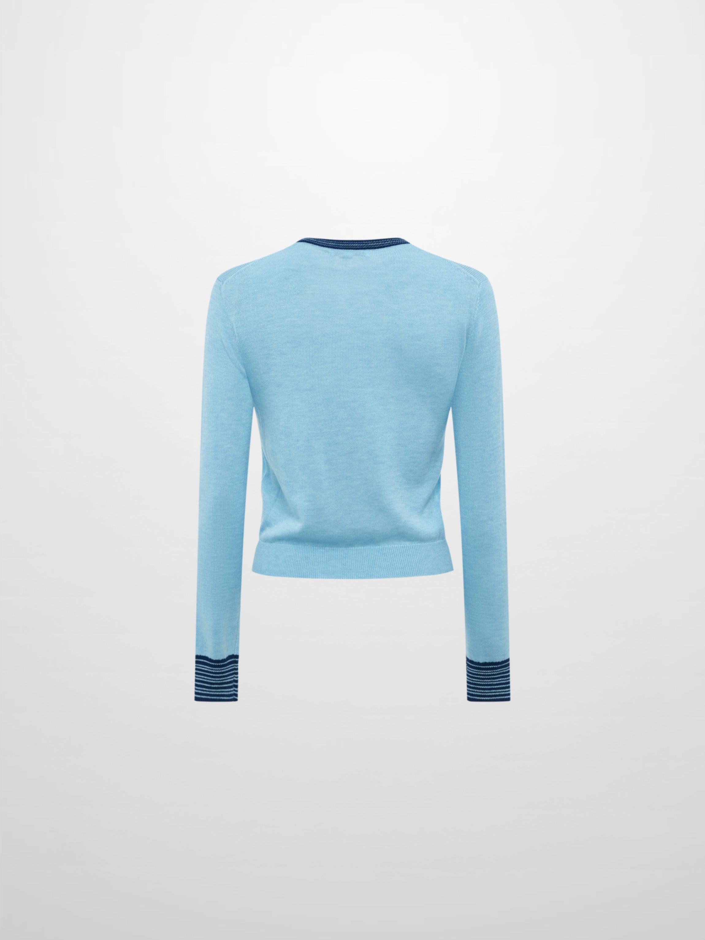 Wool Blend Crew Sweater - Light Blue