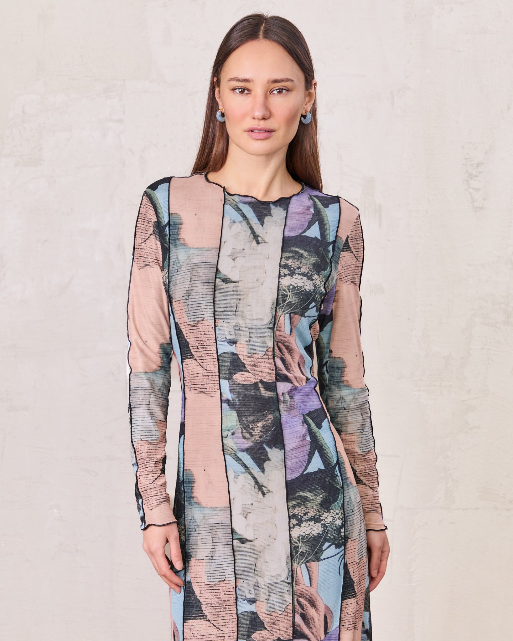 Mesh Maxi Dress-Floral Mix