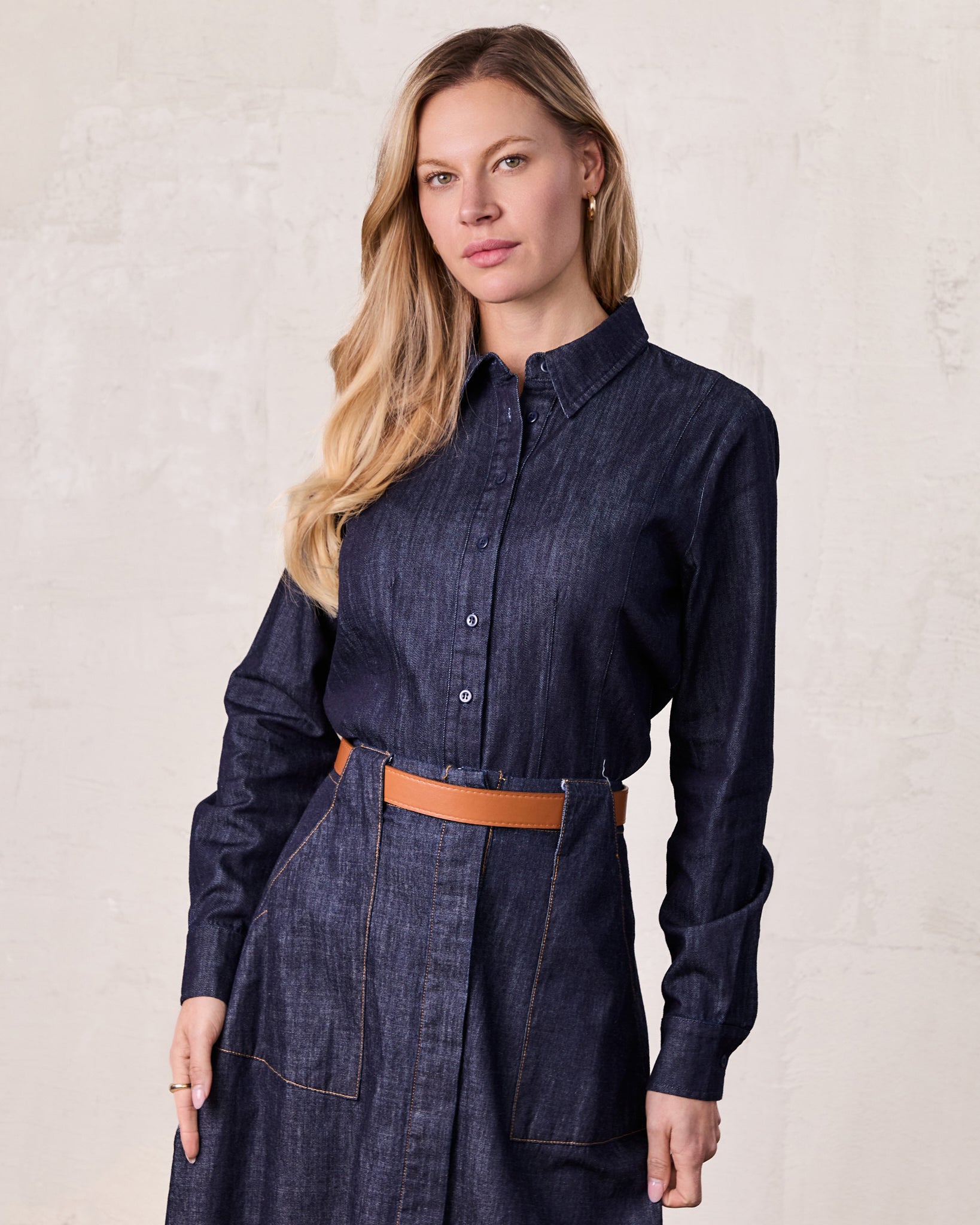 Classic Denim Shirt-Dark Blue