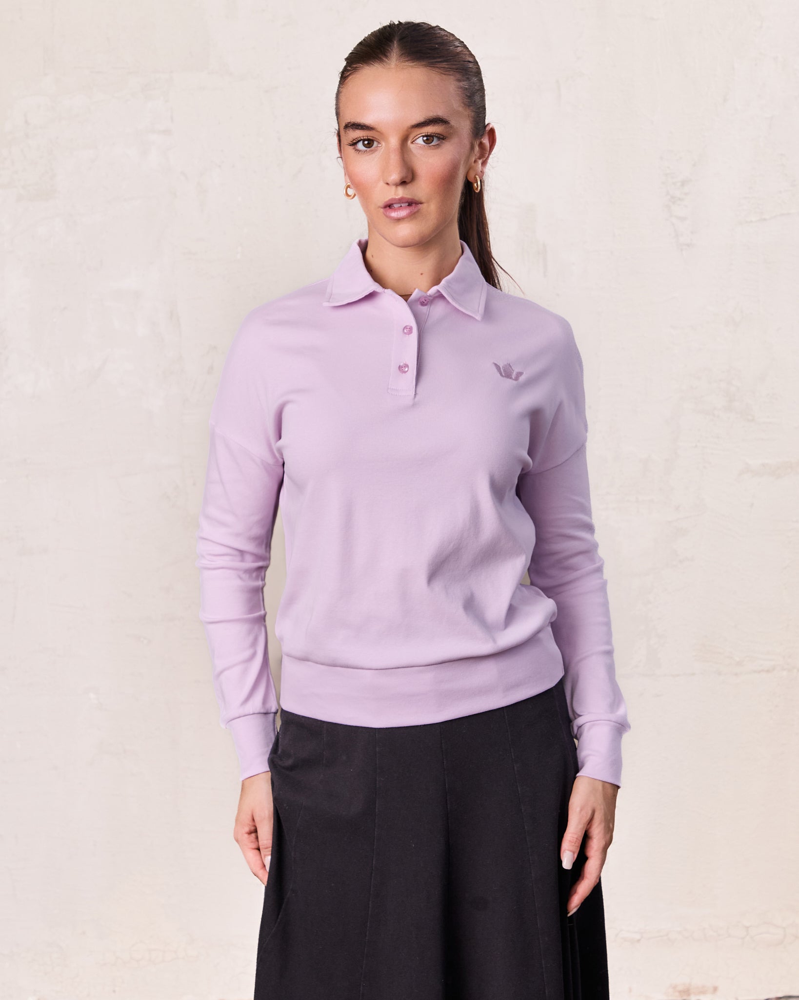 Collared Bomber Tee-Lilac