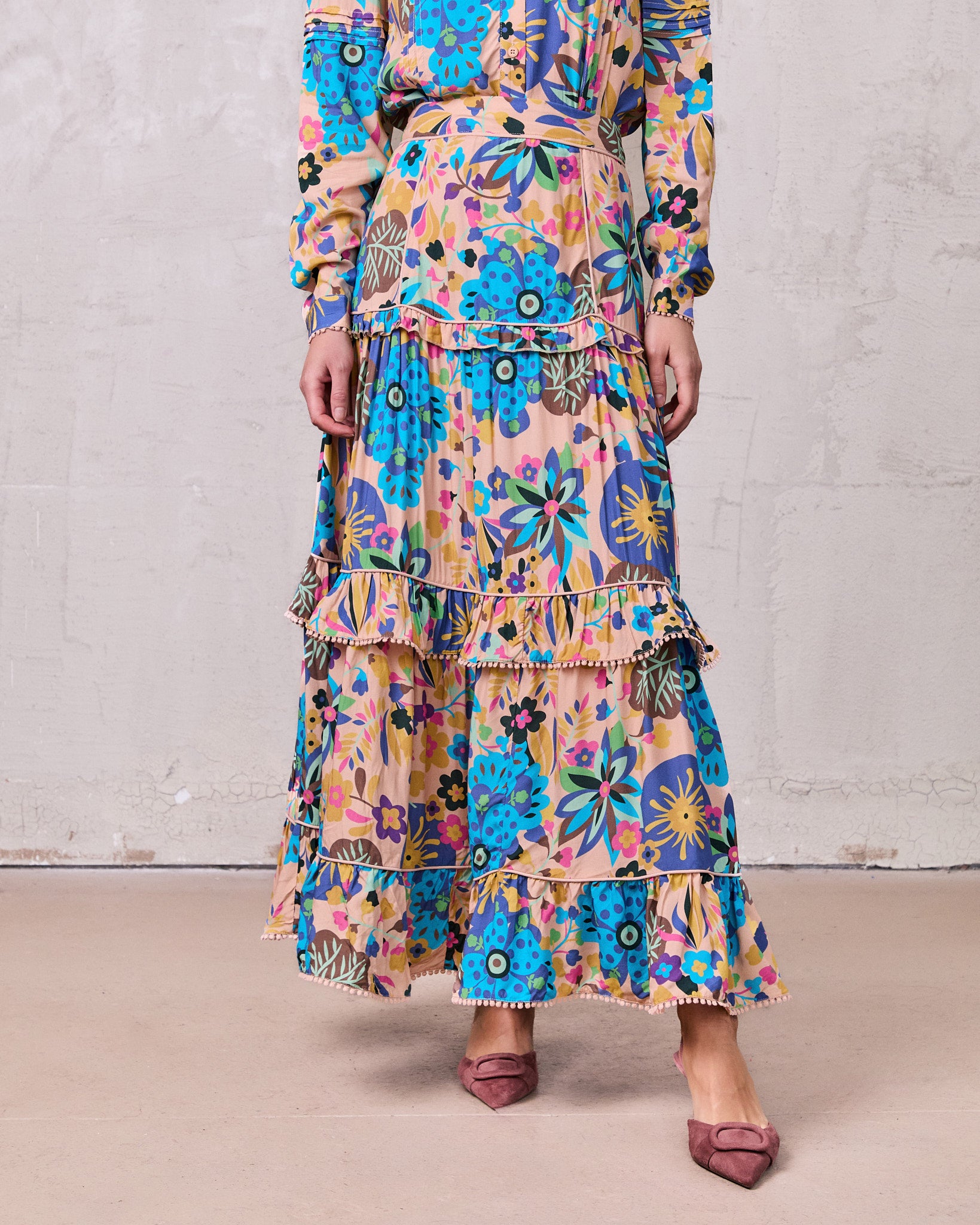 Pintuck Detail Skirt-Peach Craze