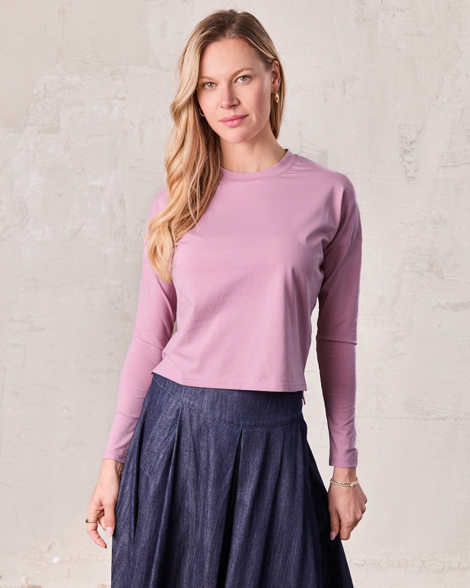 Cropped Boxy Tee-Mauve