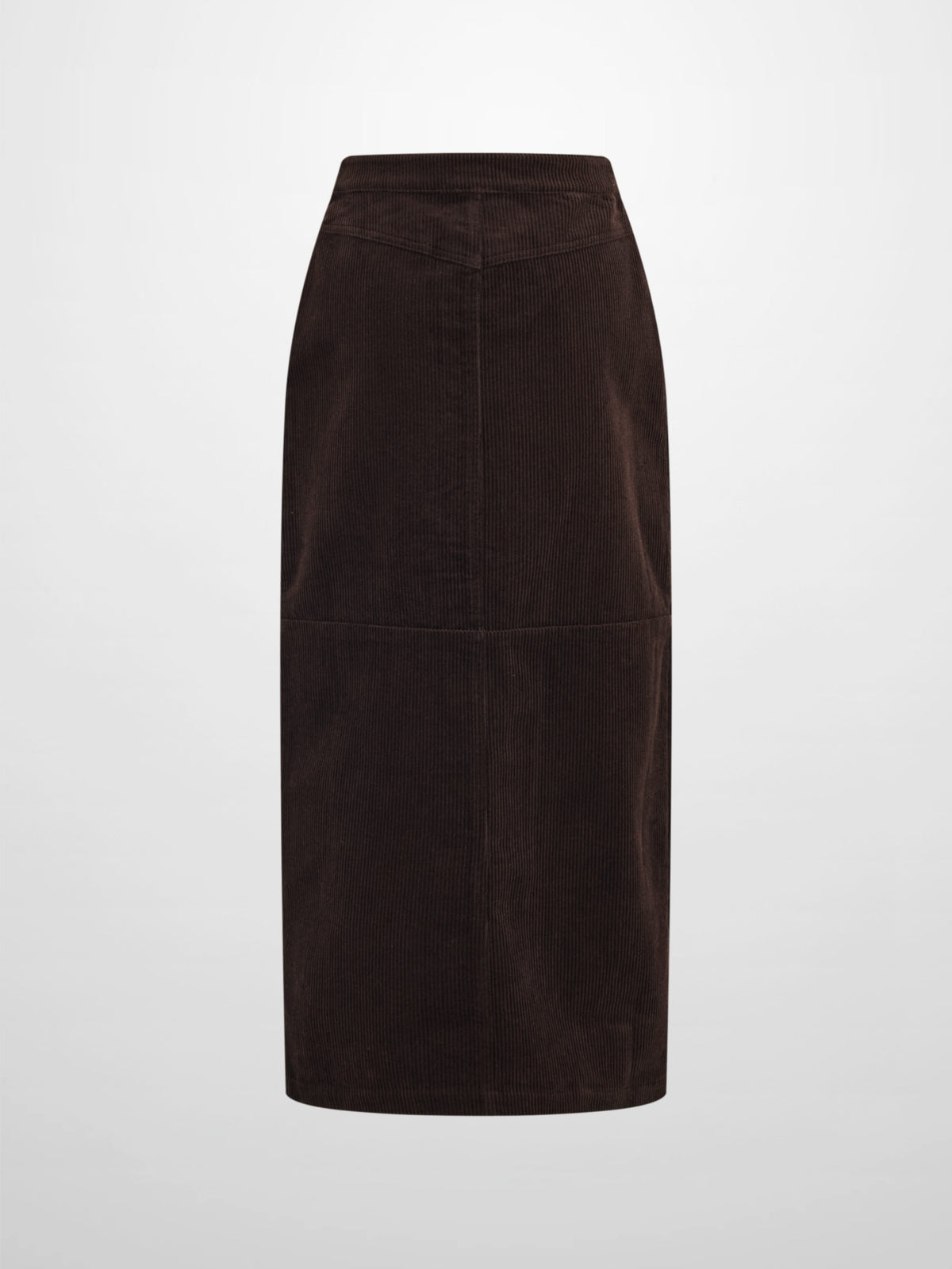 Corduroy Front Pleat Skirt - Dark Brown