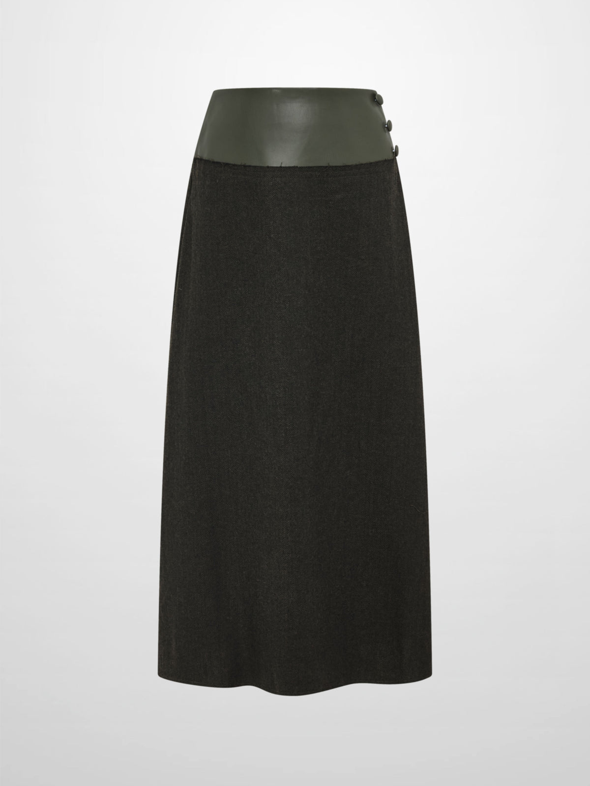 Leather Yoke Skirt - Green