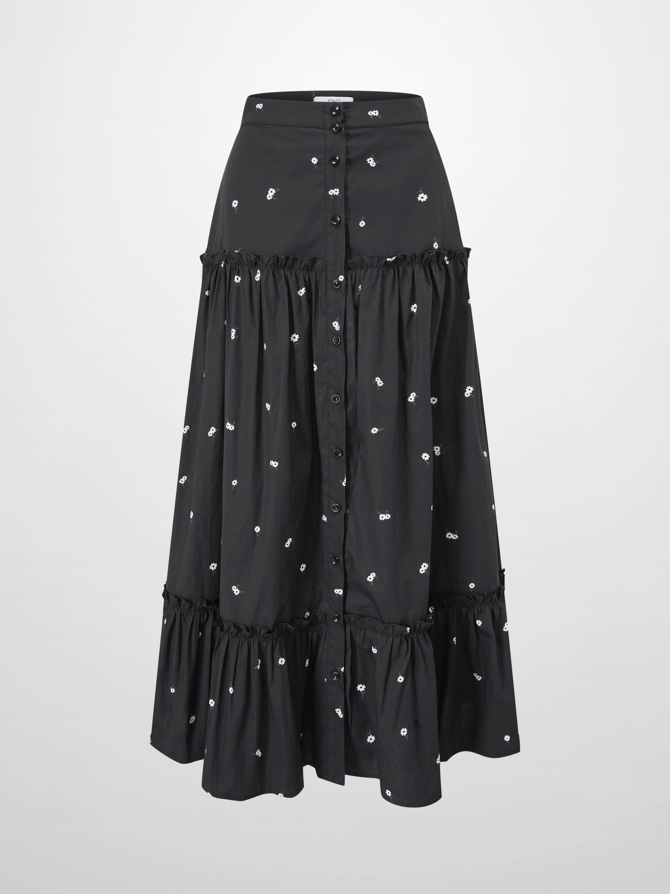 Ombre Flower Skirt-Black